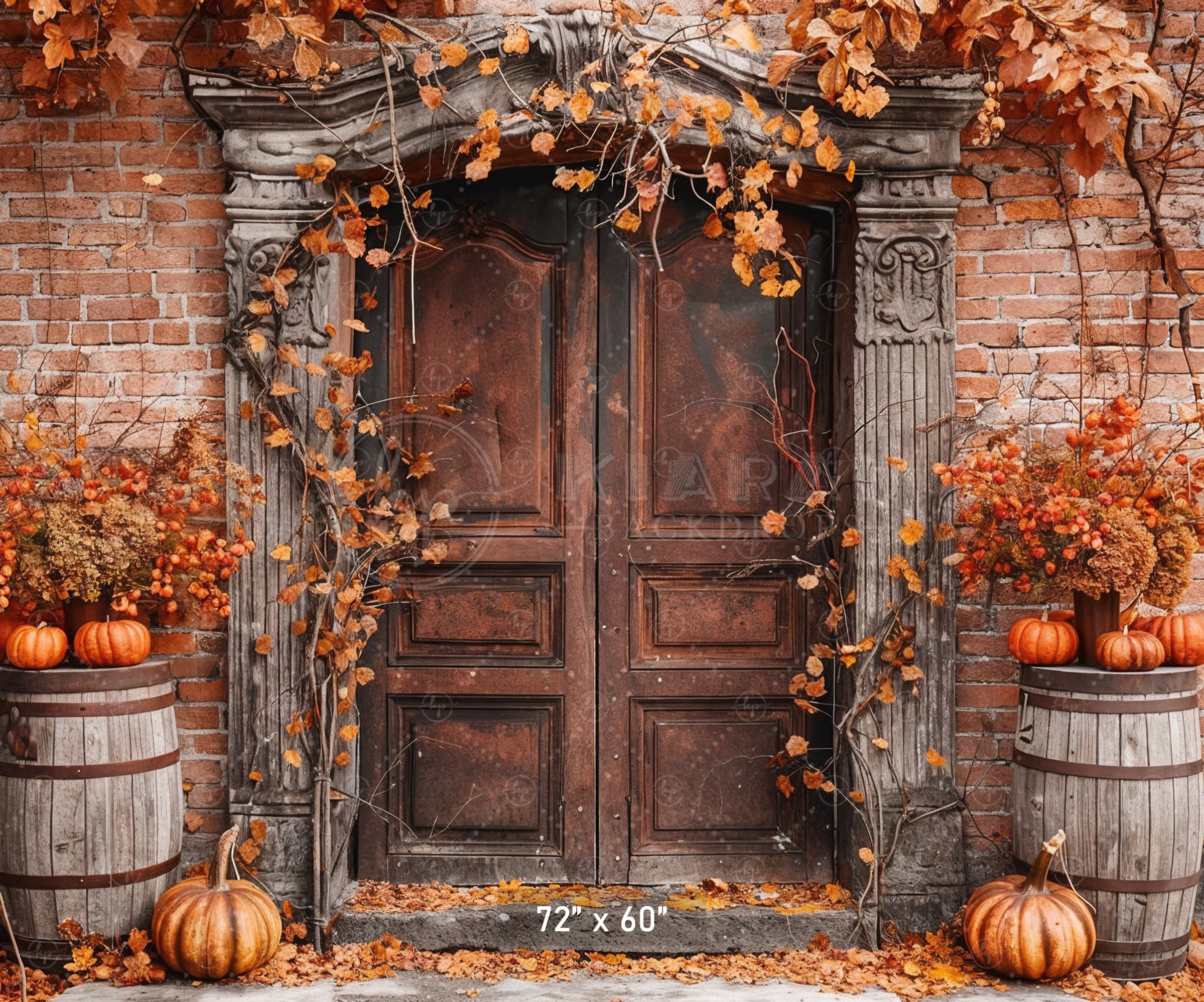 Rustic Autumn Brick Doorway Backdrop