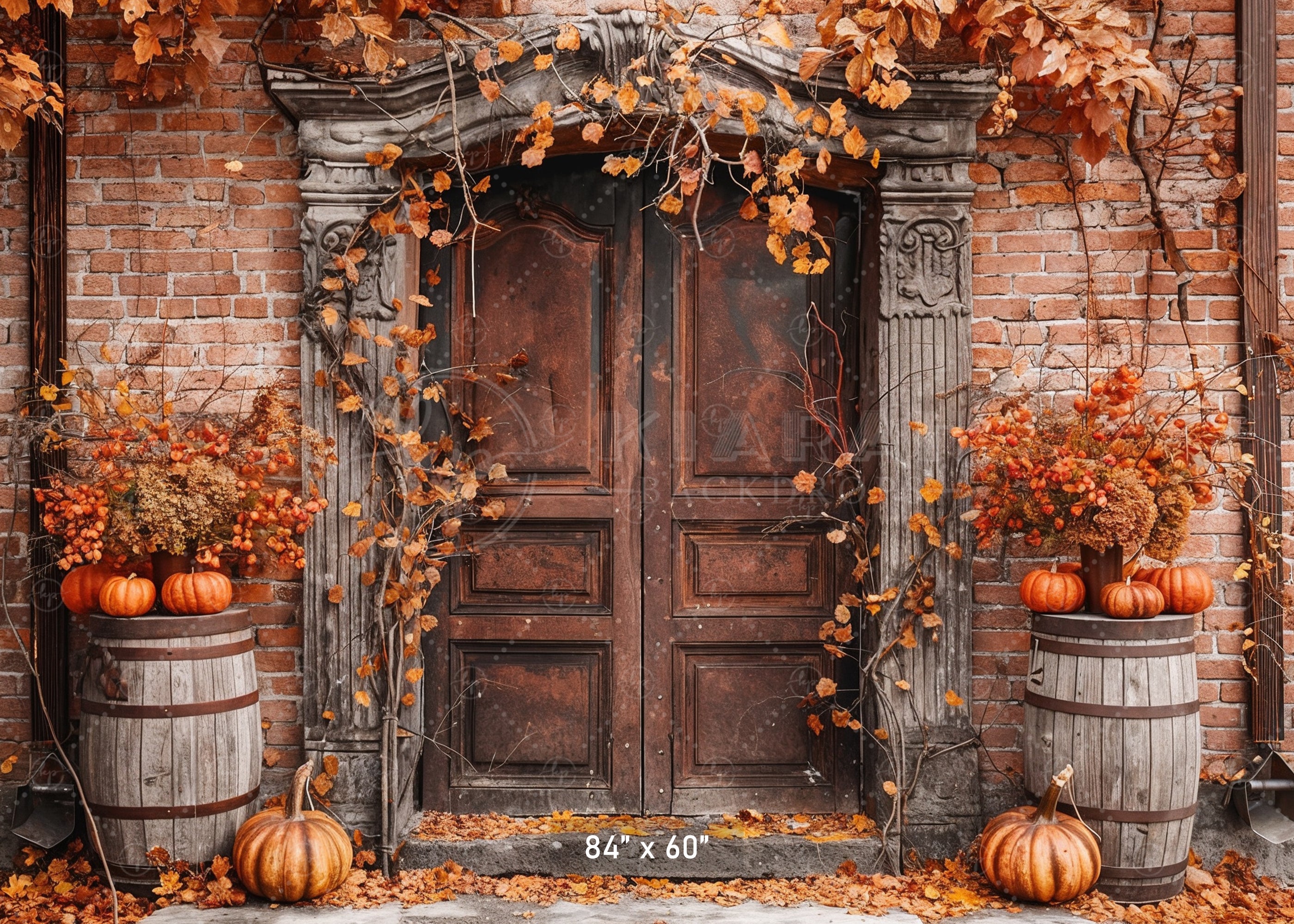 Rustic Autumn Brick Doorway Backdrop
