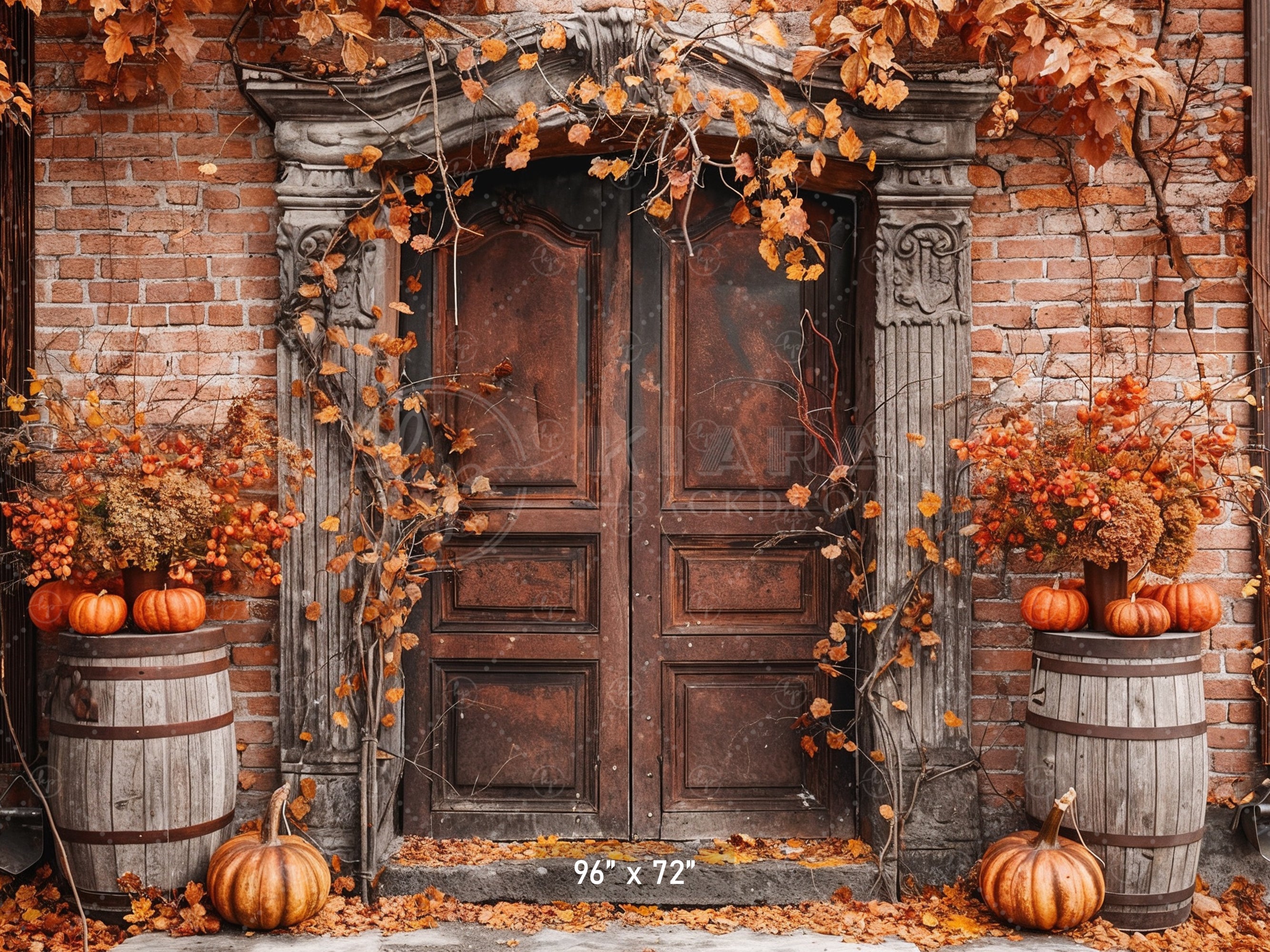 Rustic Autumn Brick Doorway Backdrop