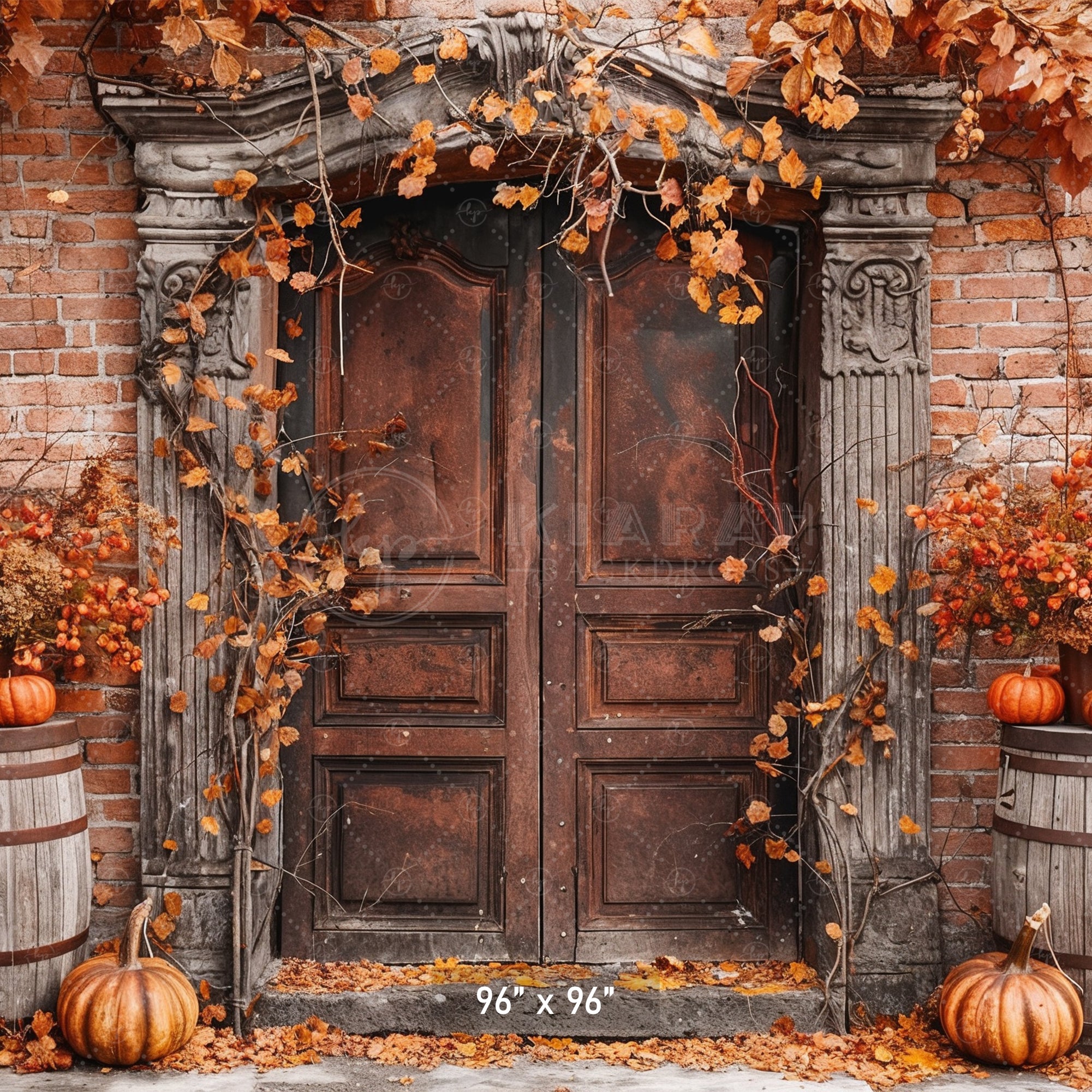 Rustic Autumn Brick Doorway Backdrop