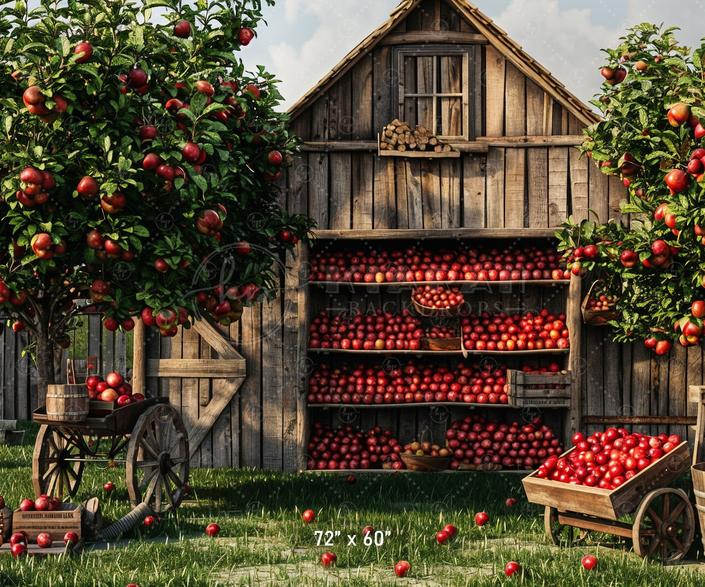 Rustic Apple Orchard Barn Backdrop
