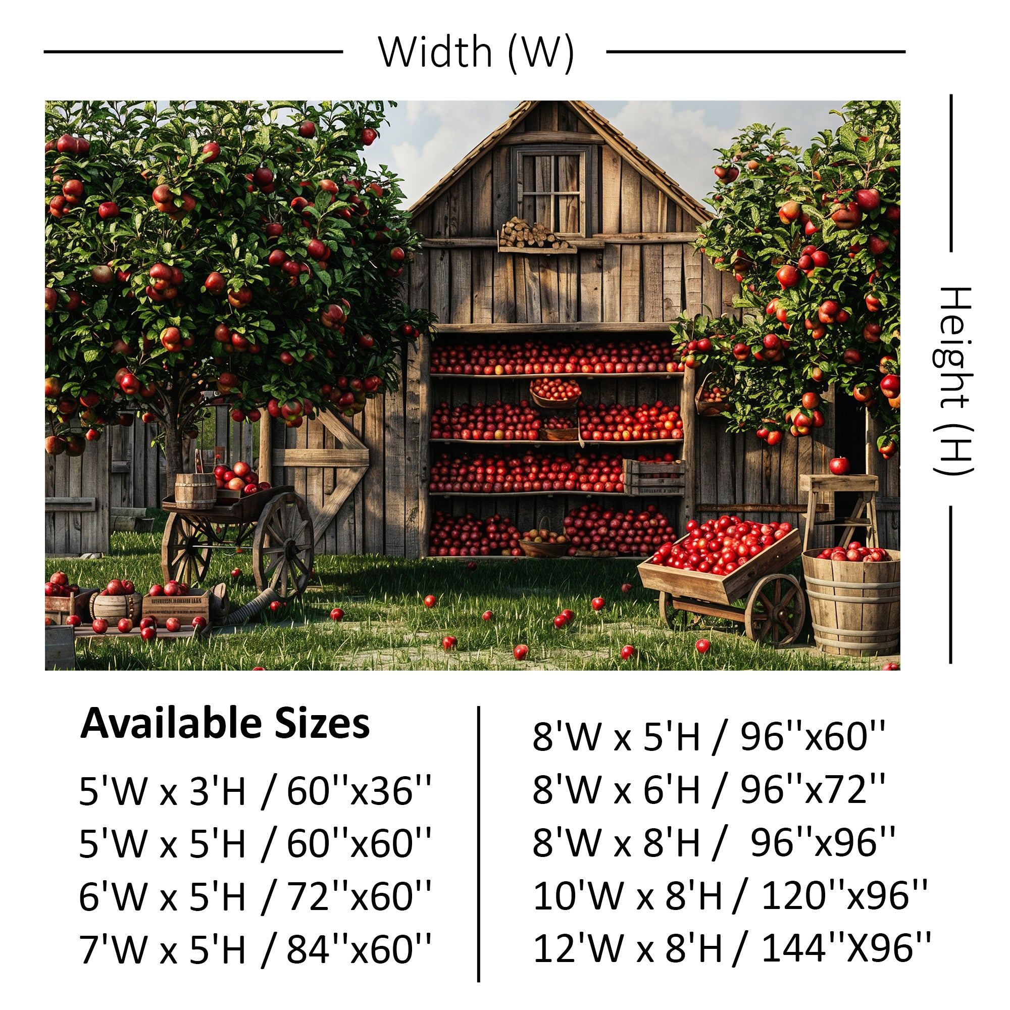 Rustic Apple Orchard Barn Backdrop