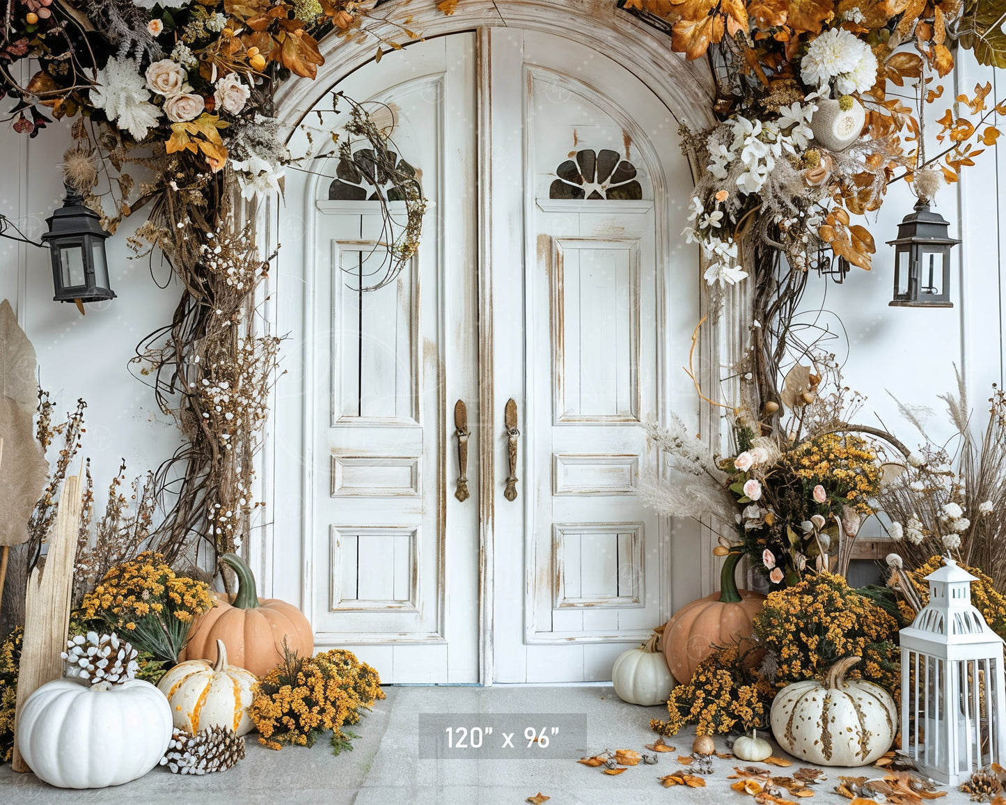 Elegant Autumn Floral Doorway Backdrop