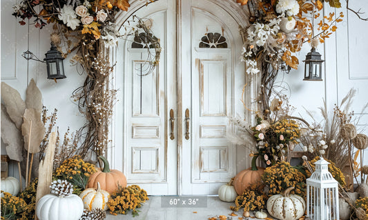 Elegant Autumn Floral Doorway Backdrop