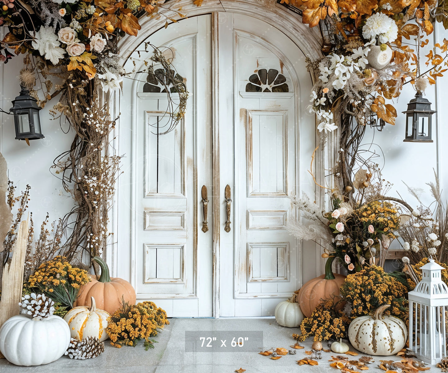 Elegant Autumn Floral Doorway Backdrop