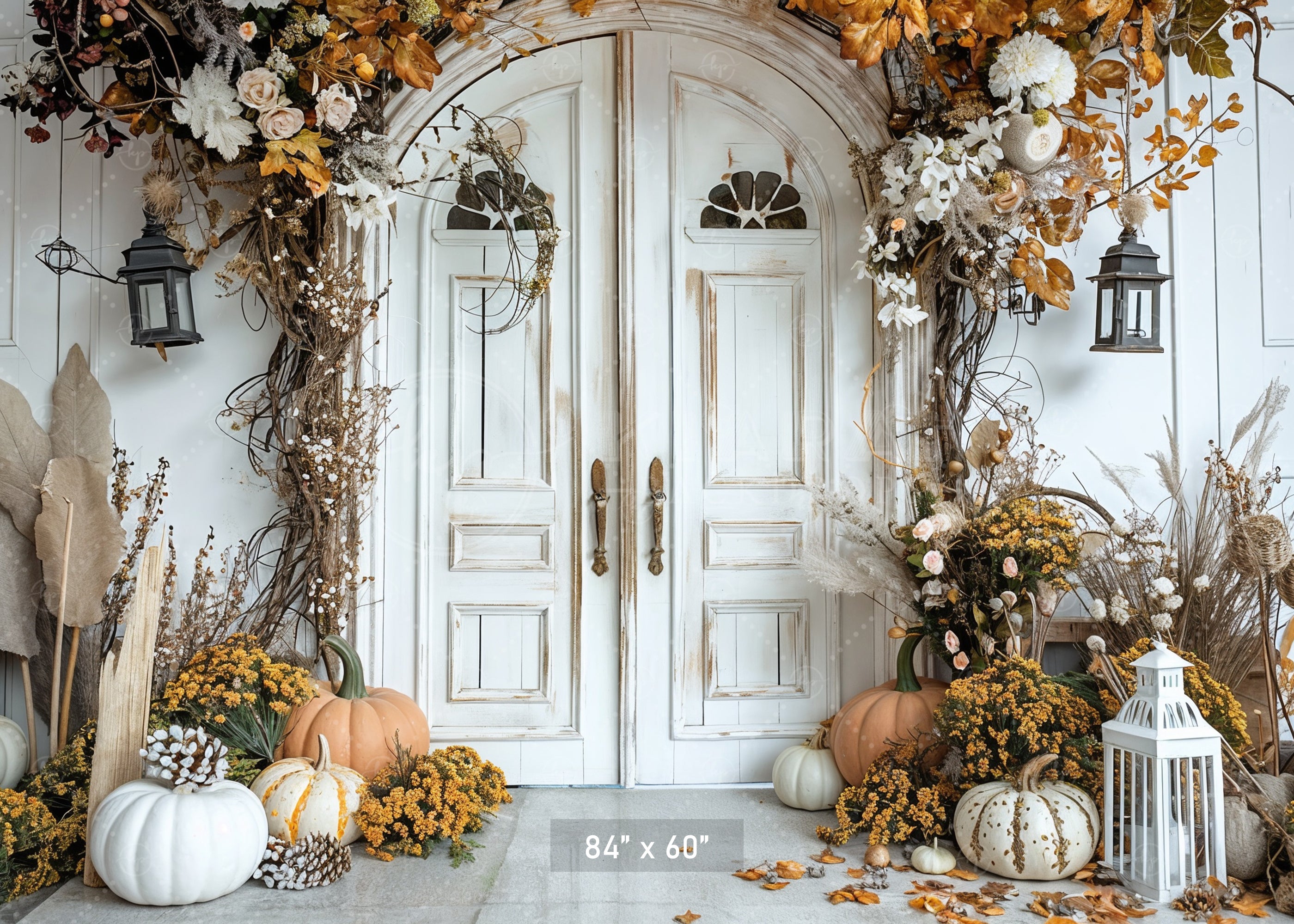Elegant Autumn Floral Doorway Backdrop