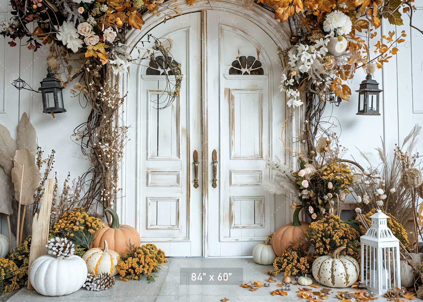 Elegant Autumn Floral Doorway Backdrop