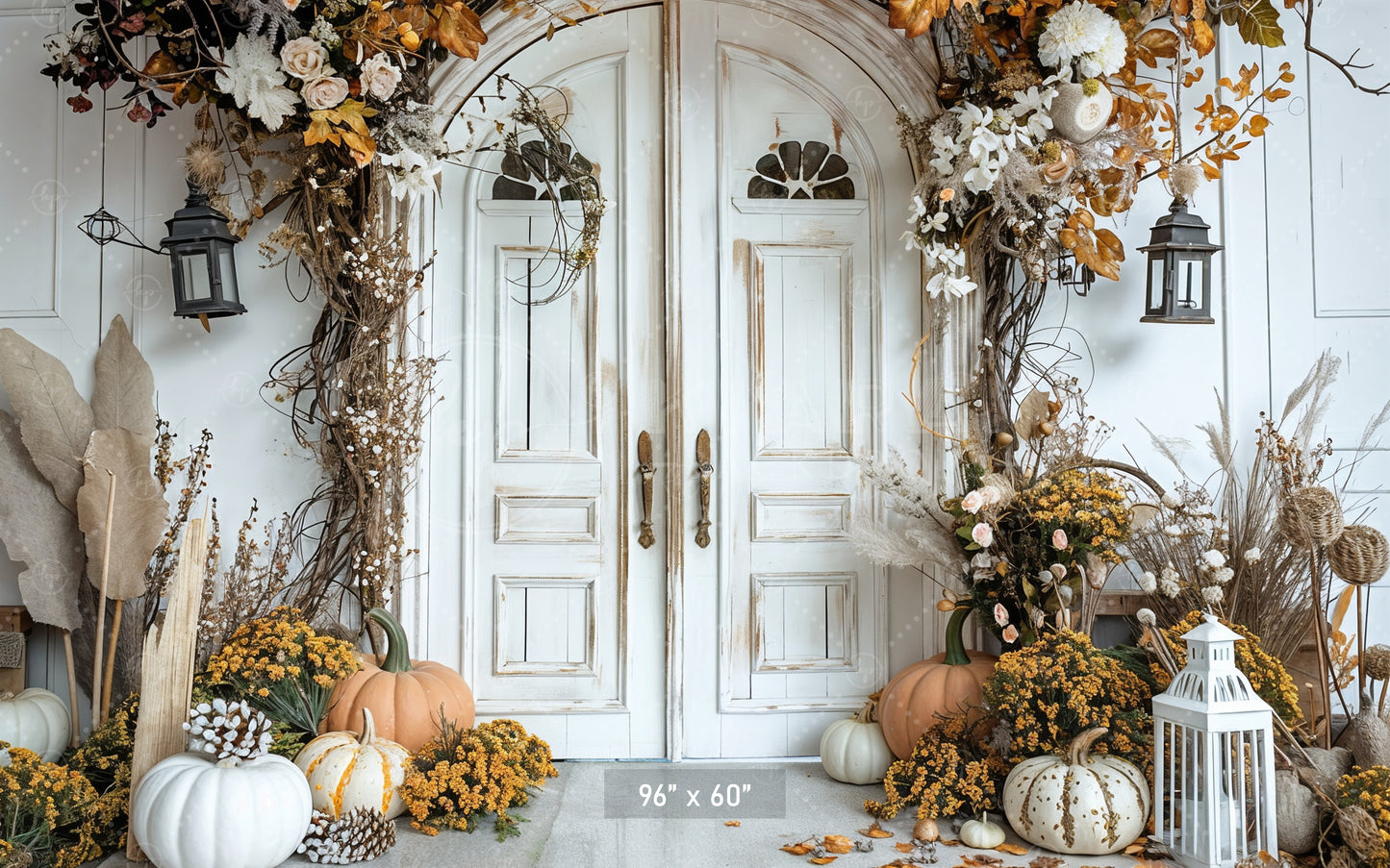 Elegant Autumn Floral Doorway Backdrop