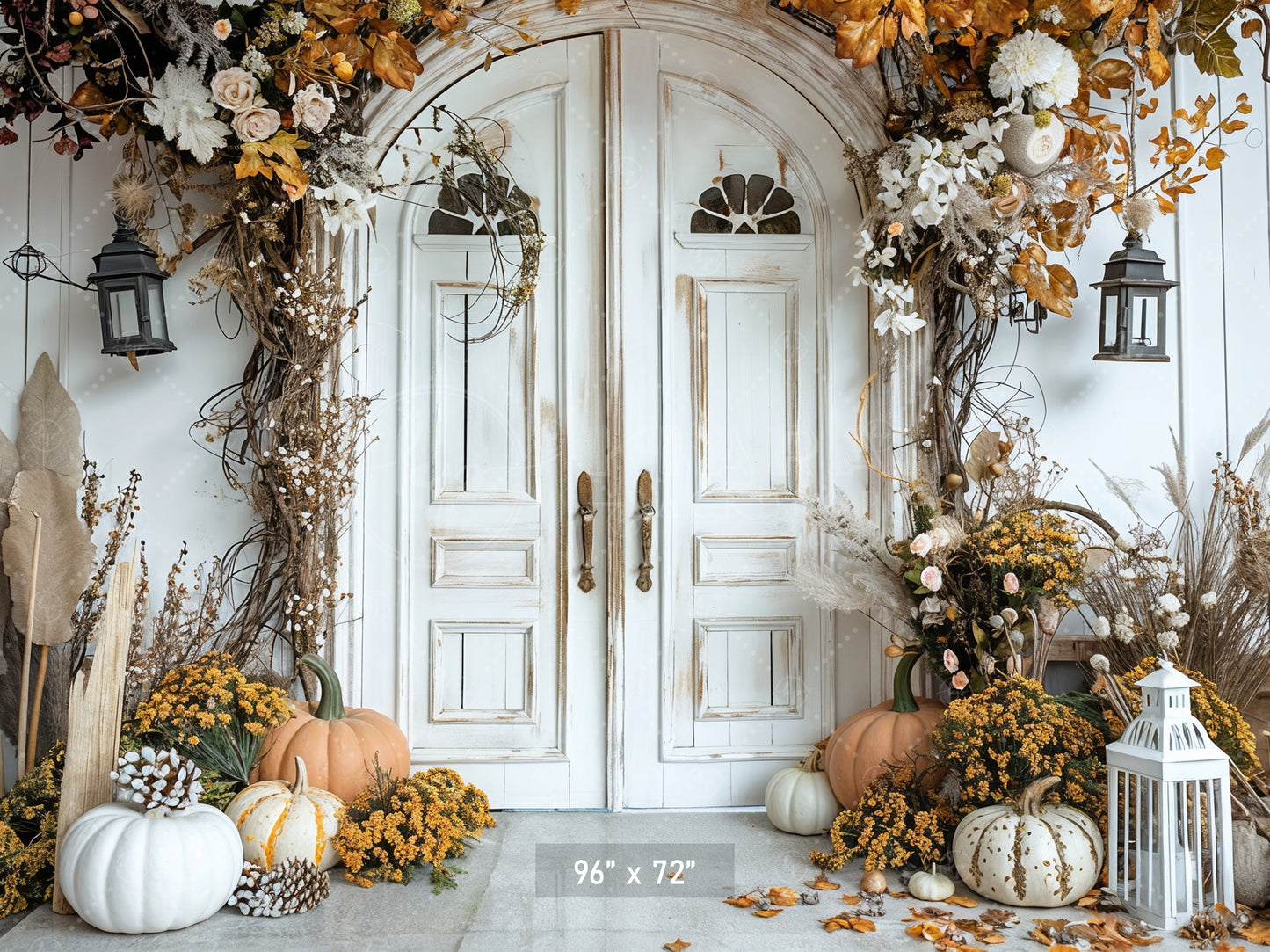 Elegant Autumn Floral Doorway Backdrop