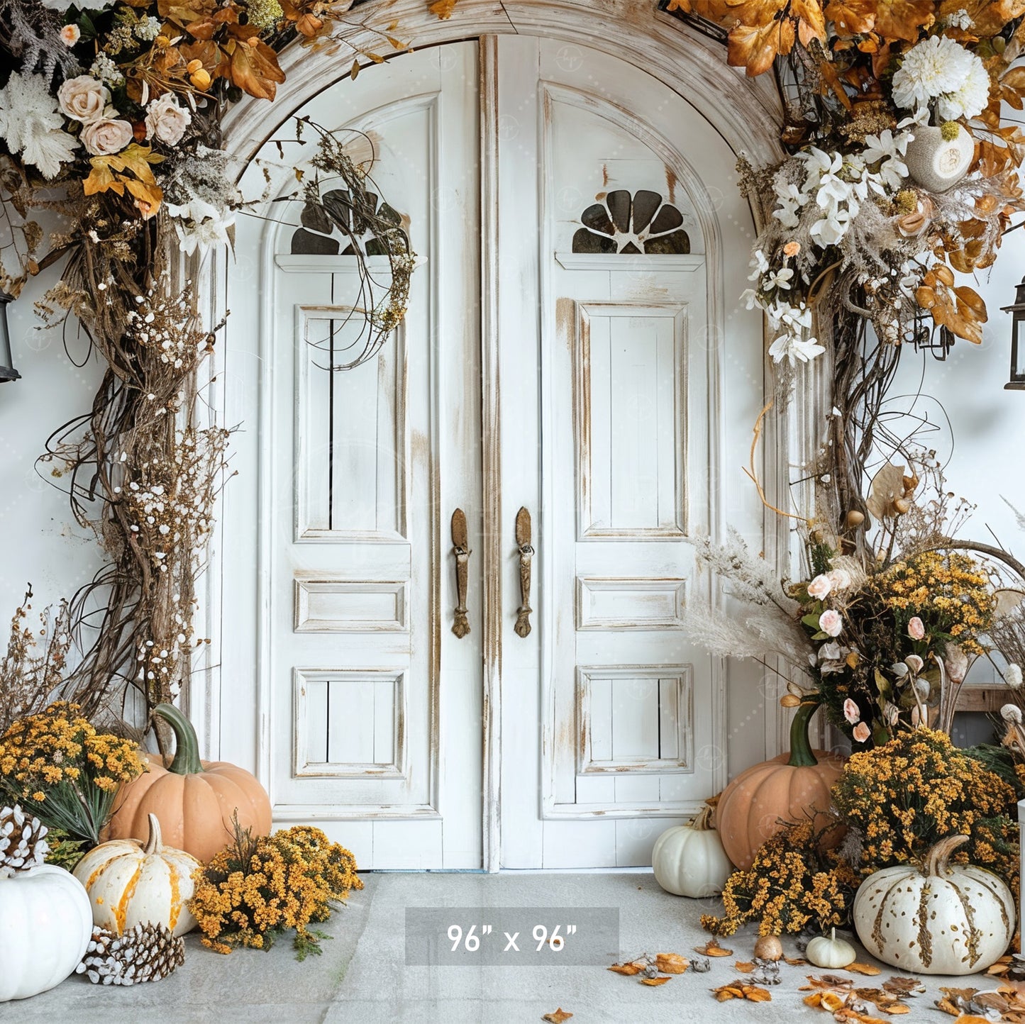 Elegant Autumn Floral Doorway Backdrop