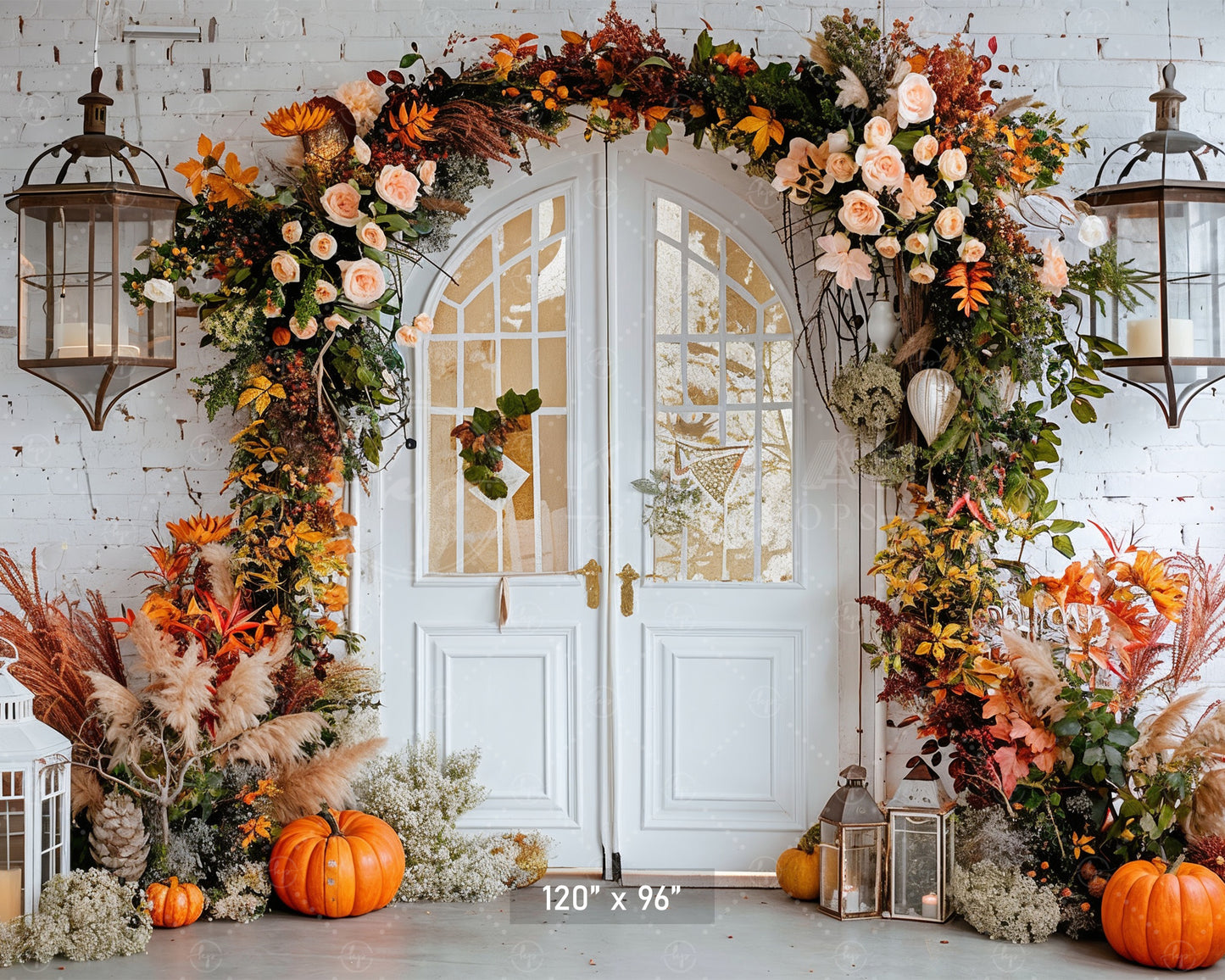 Bright Floral Autumn Archway Backdrop