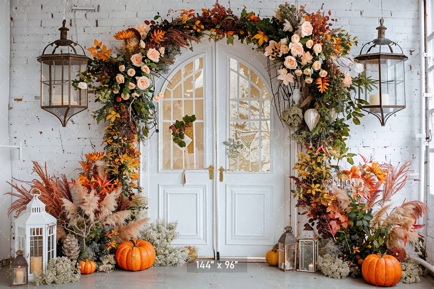 Bright Floral Autumn Archway Backdrop