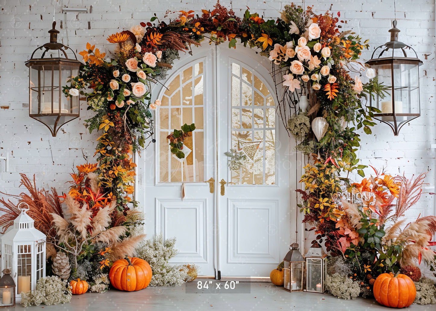 Bright Floral Autumn Archway Backdrop