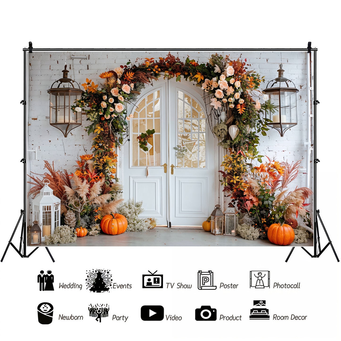 Bright Floral Autumn Archway Backdrop