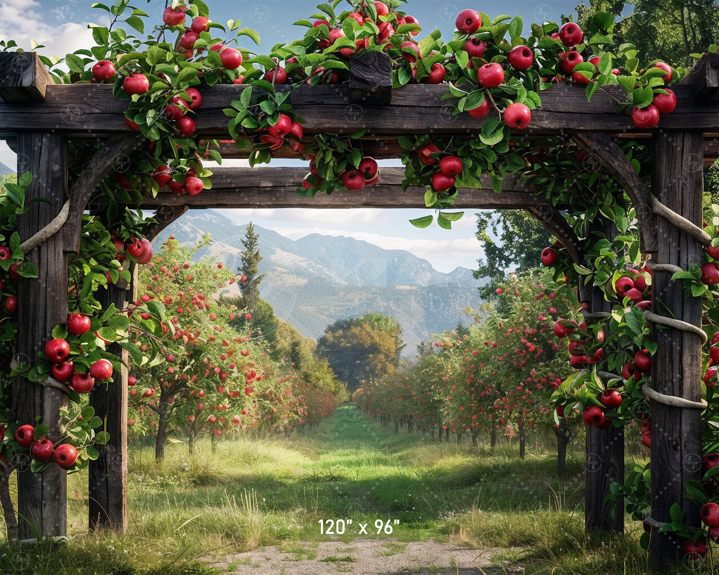 Scenic Apple Orchard Archway Backdrop