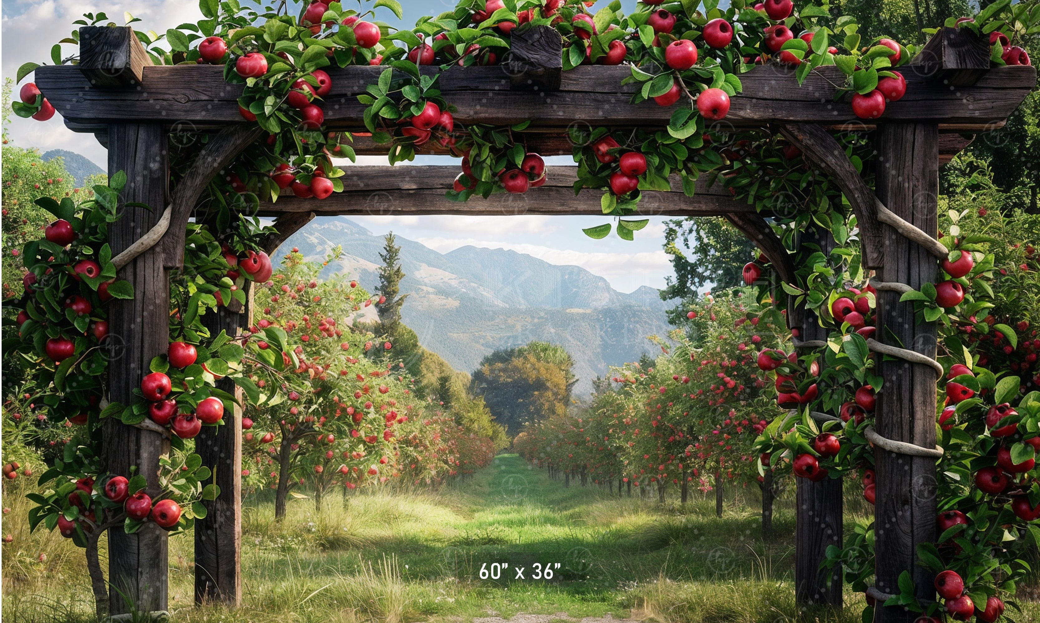 Scenic Apple Orchard Archway Backdrop
