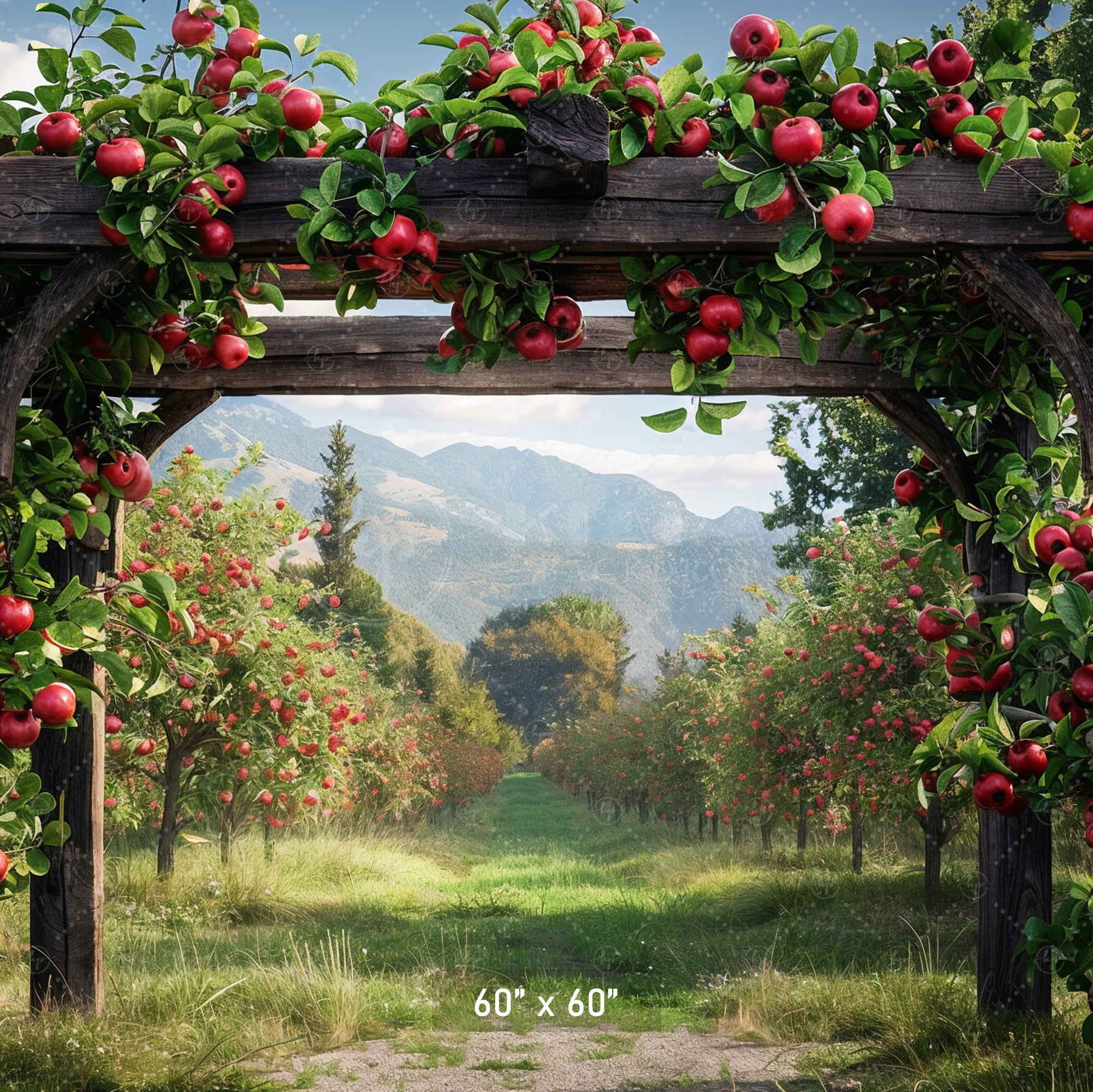 Scenic Apple Orchard Archway Backdrop