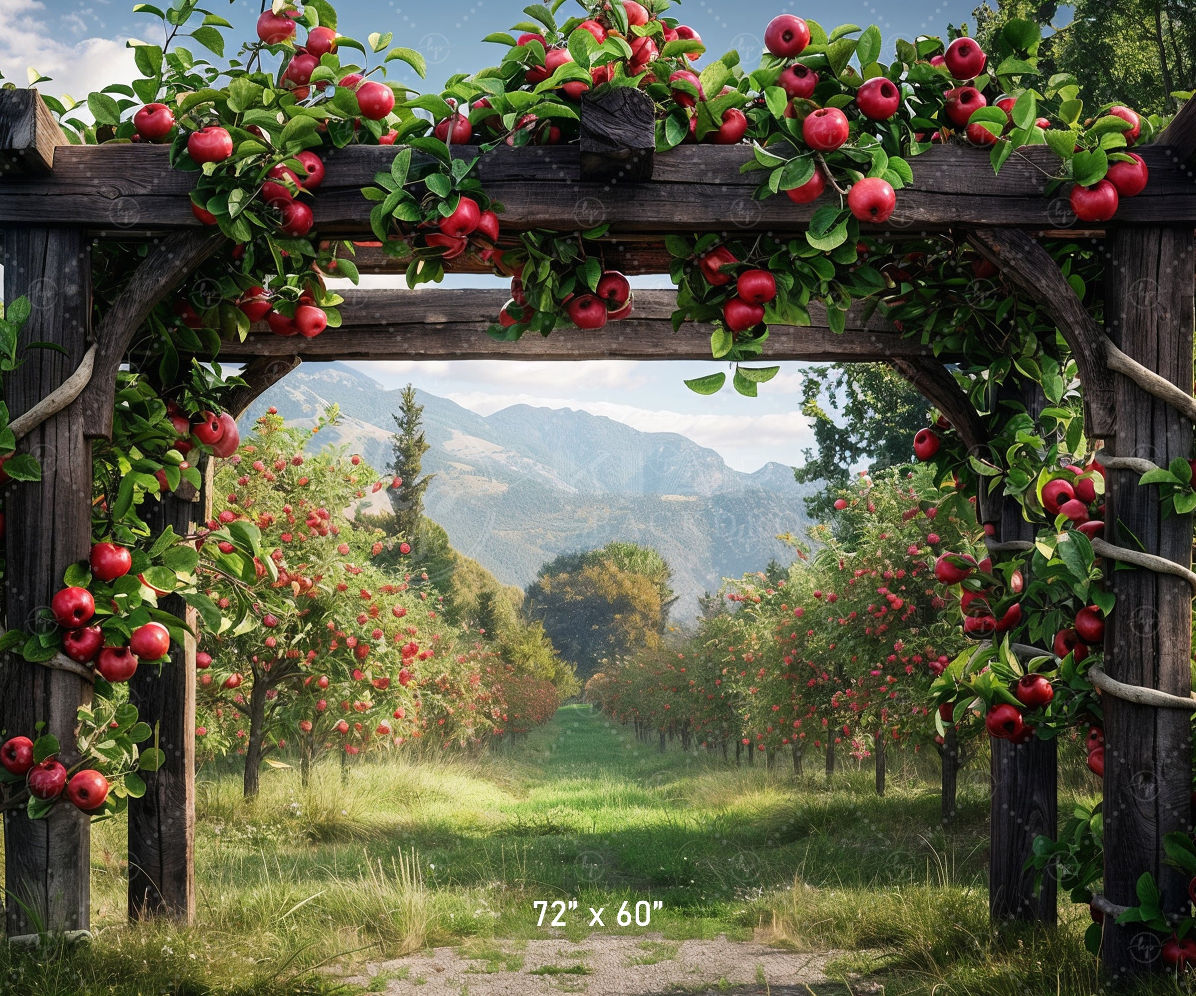 Scenic Apple Orchard Archway Backdrop