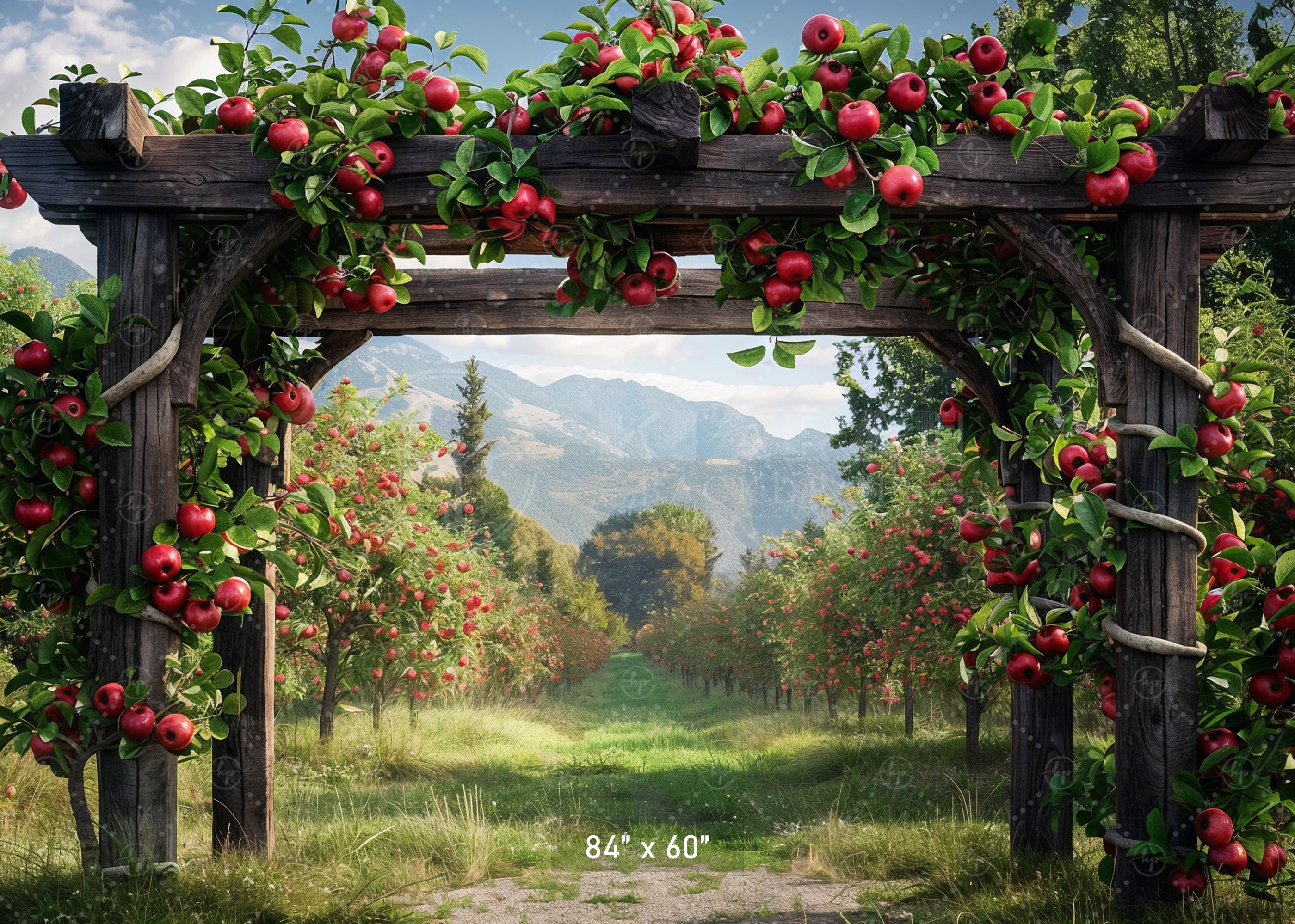 Scenic Apple Orchard Archway Backdrop