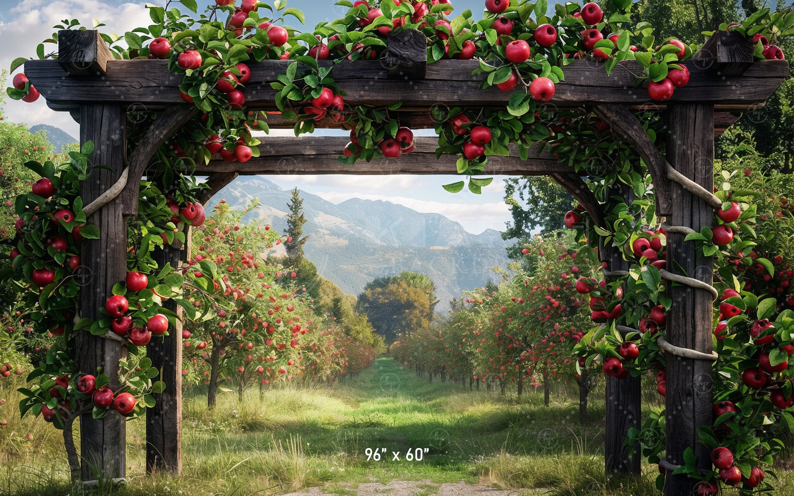Scenic Apple Orchard Archway Backdrop