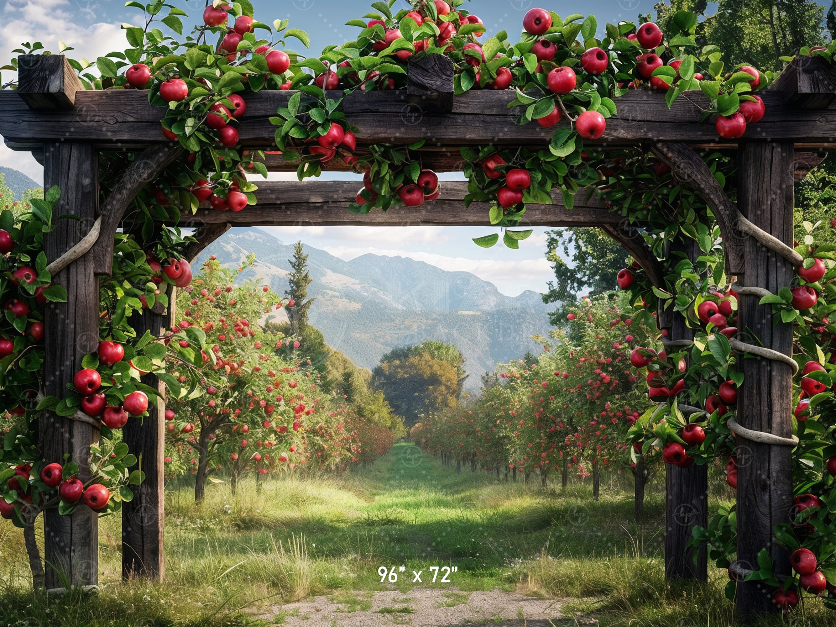 Scenic Apple Orchard Archway Backdrop