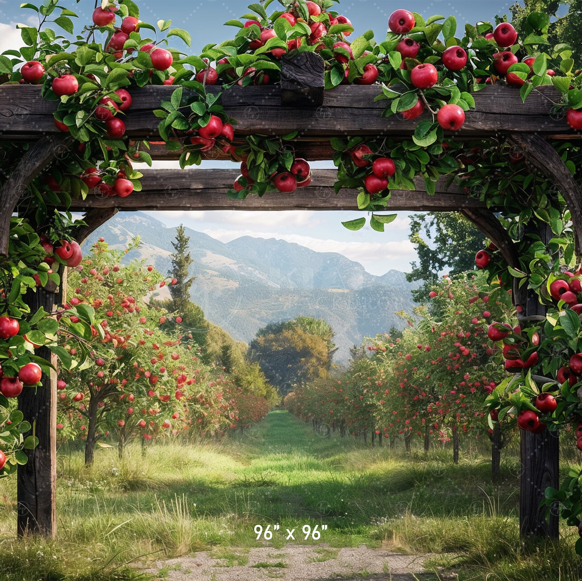 Scenic Apple Orchard Archway Backdrop