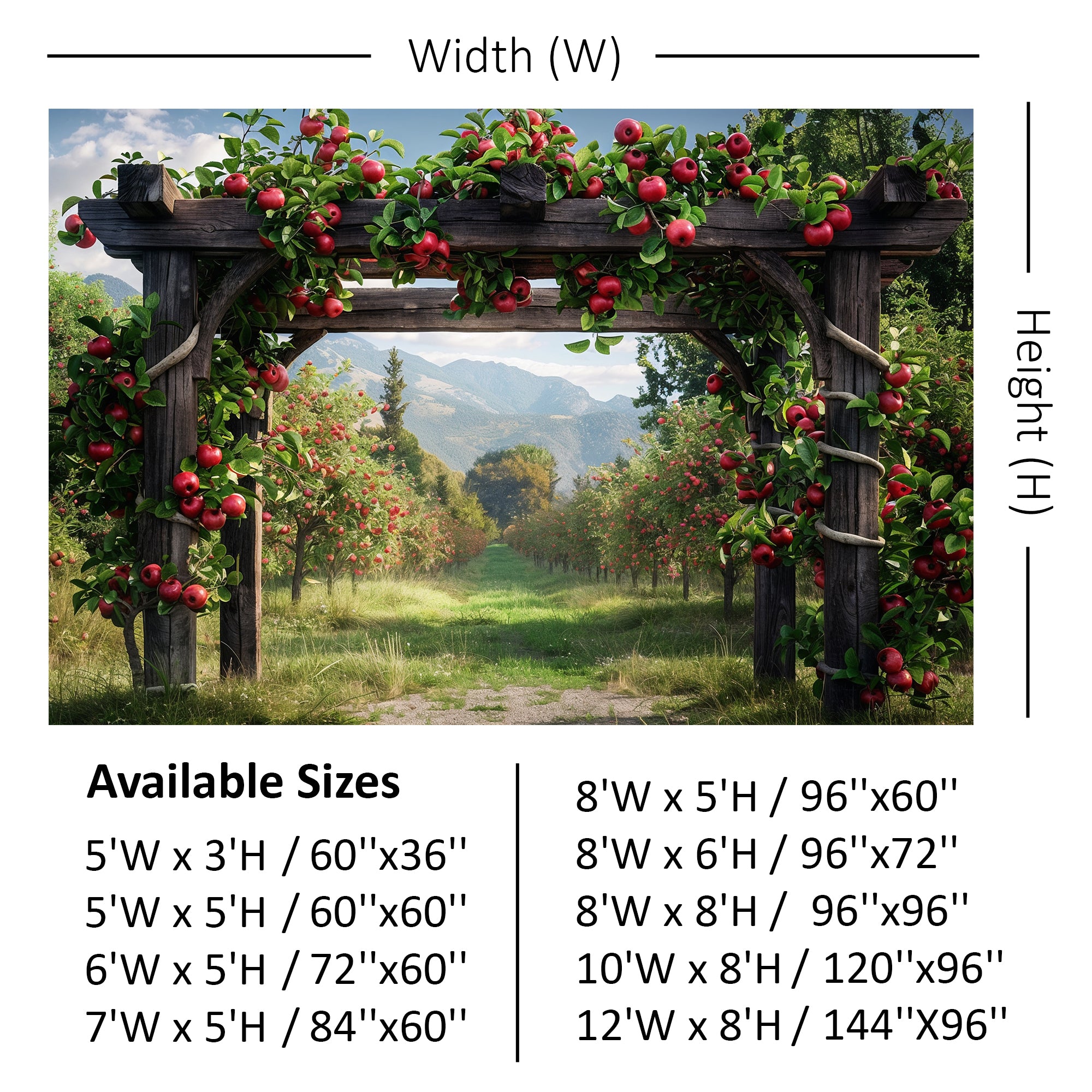 Scenic Apple Orchard Archway Backdrop