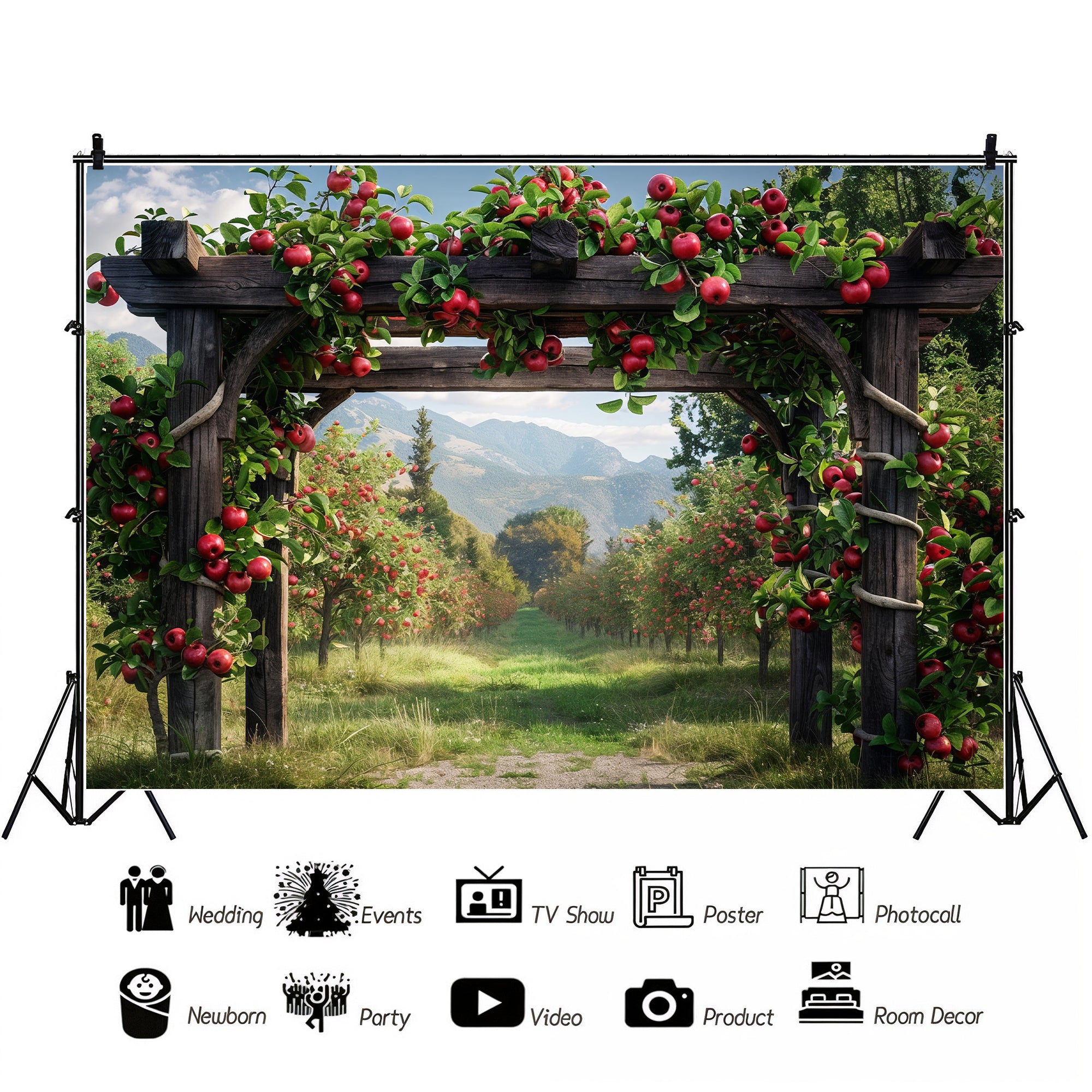 Scenic Apple Orchard Archway Backdrop