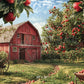 Classic Apple Orchard Red Barn Backdrop
