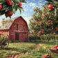 Classic Apple Orchard Red Barn Backdrop