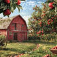 Classic Apple Orchard Red Barn Backdrop