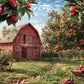 Classic Apple Orchard Red Barn Backdrop