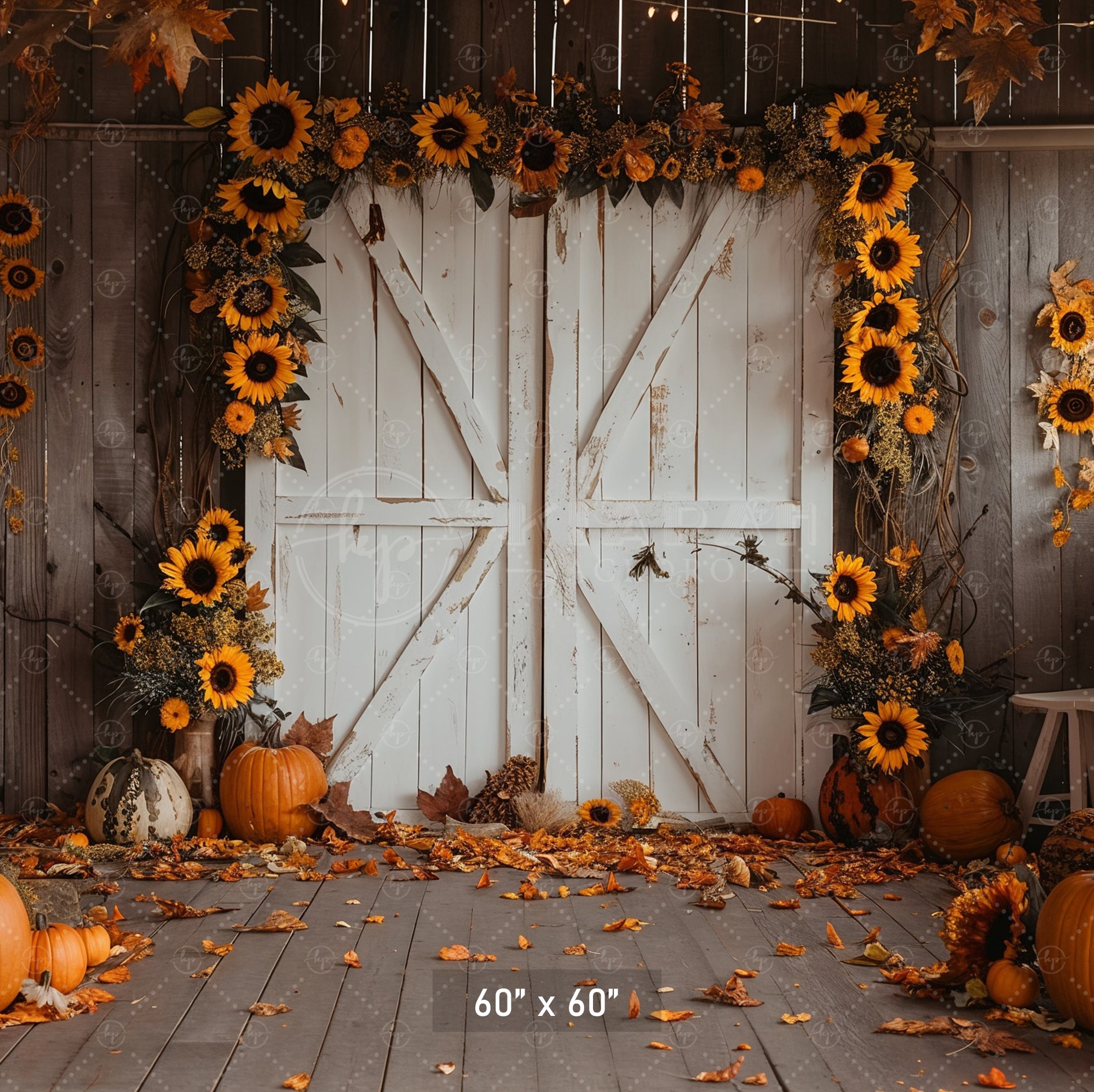 Rustic Sunflower Barn Door Backdrop – Kiarah Backdrops