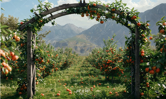 Orchard Archway with Mountain View Backdrop