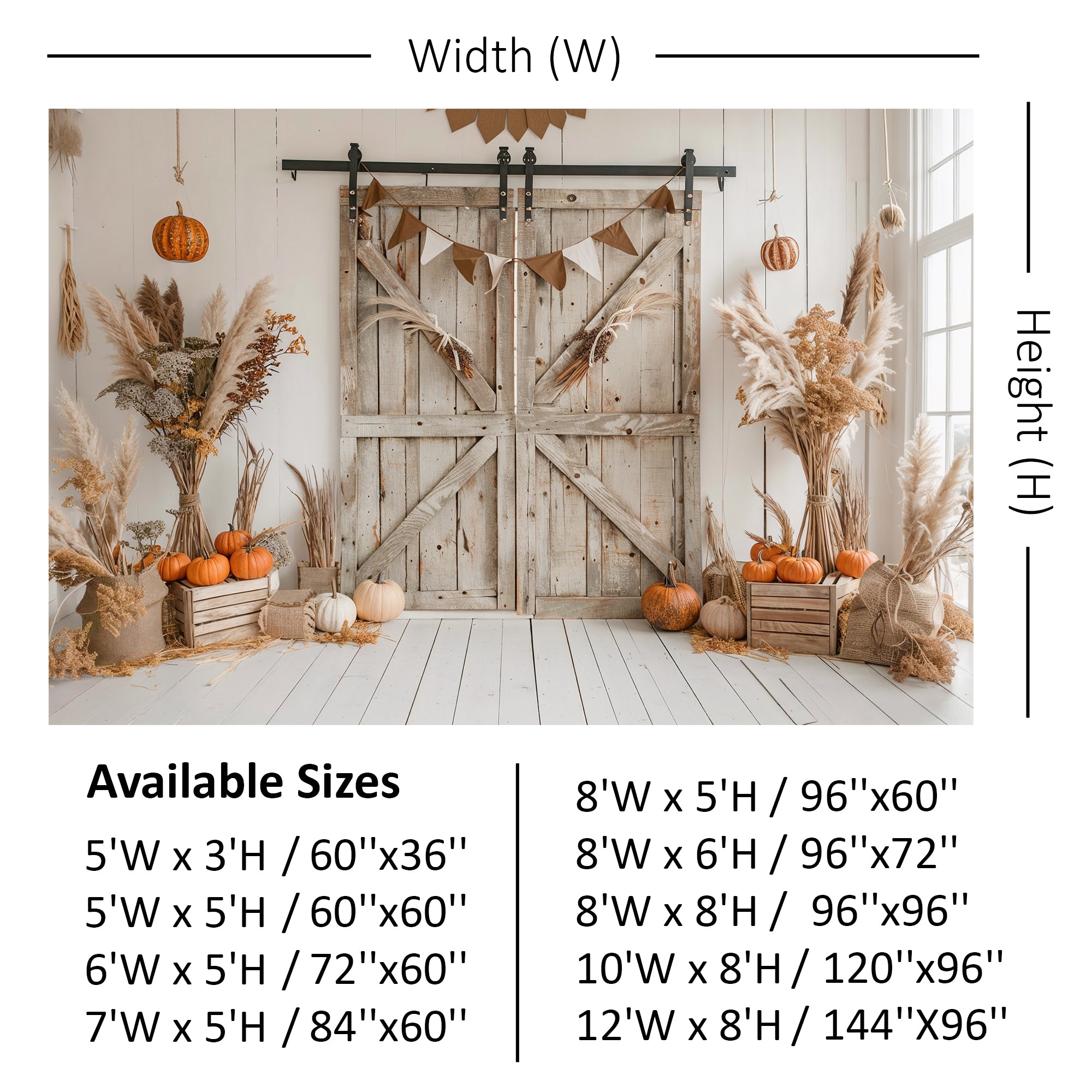 Rustic Fall Barn Door with Neutral Decor Backdrop
