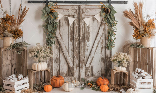 Neutral Rustic Barn Door Decor Backdrop