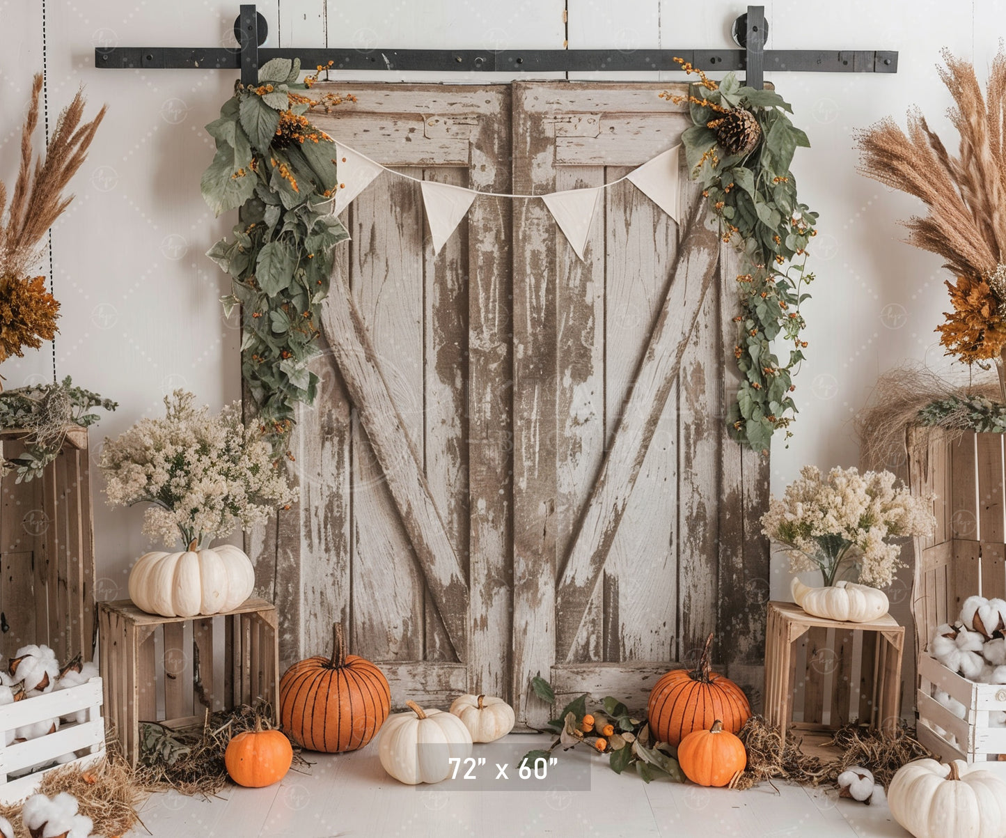 Neutral Rustic Barn Door Decor Backdrop