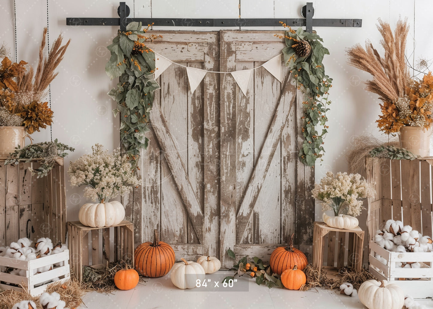 Neutral Rustic Barn Door Decor Backdrop