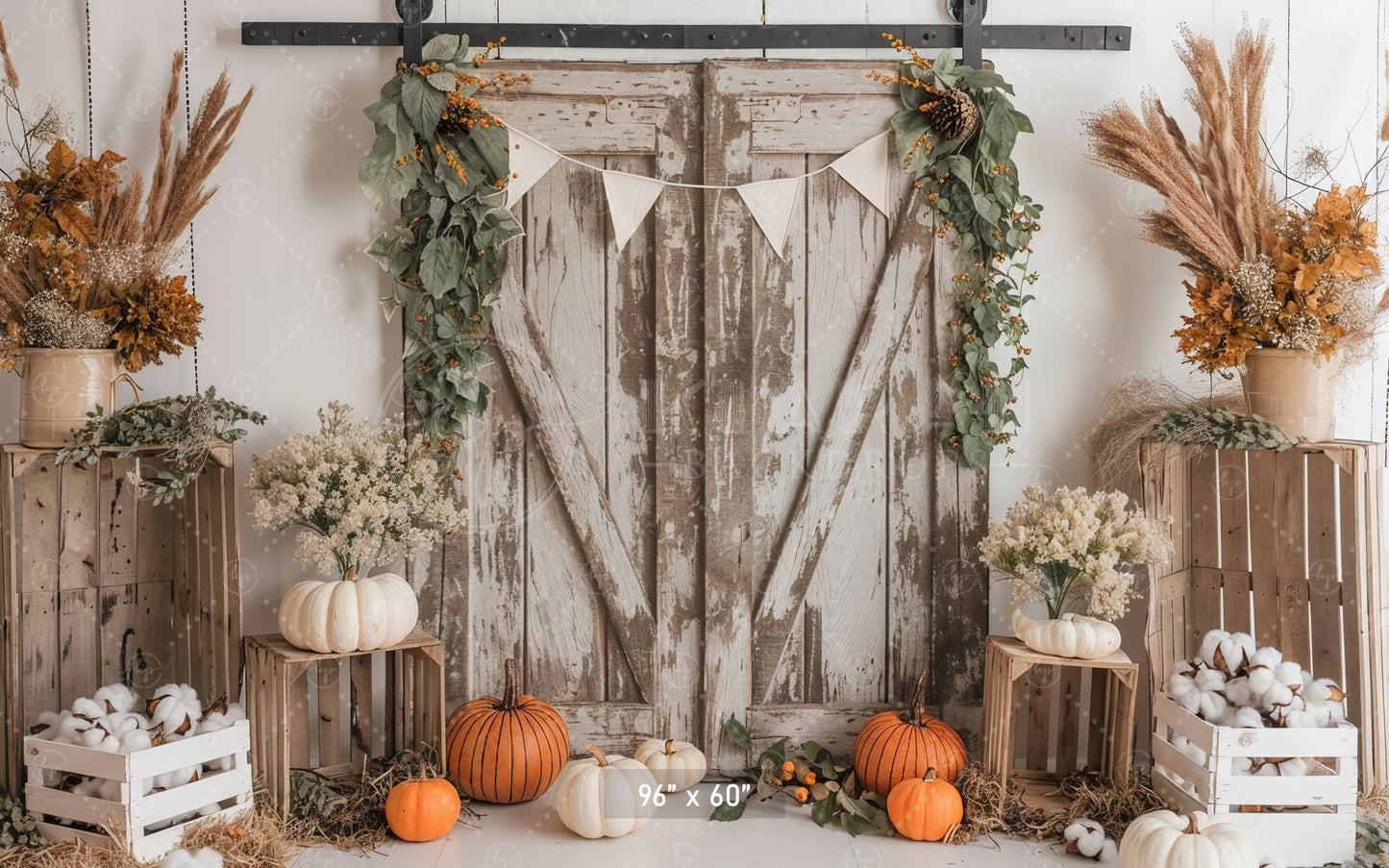 Neutral Rustic Barn Door Decor Backdrop