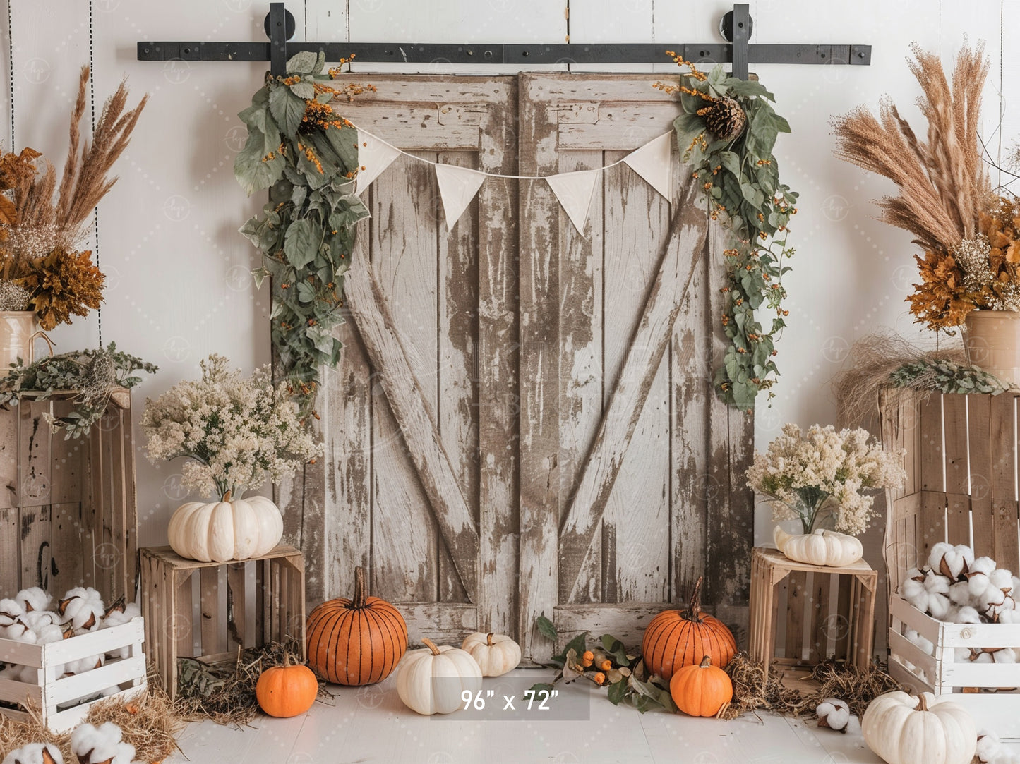 Neutral Rustic Barn Door Decor Backdrop