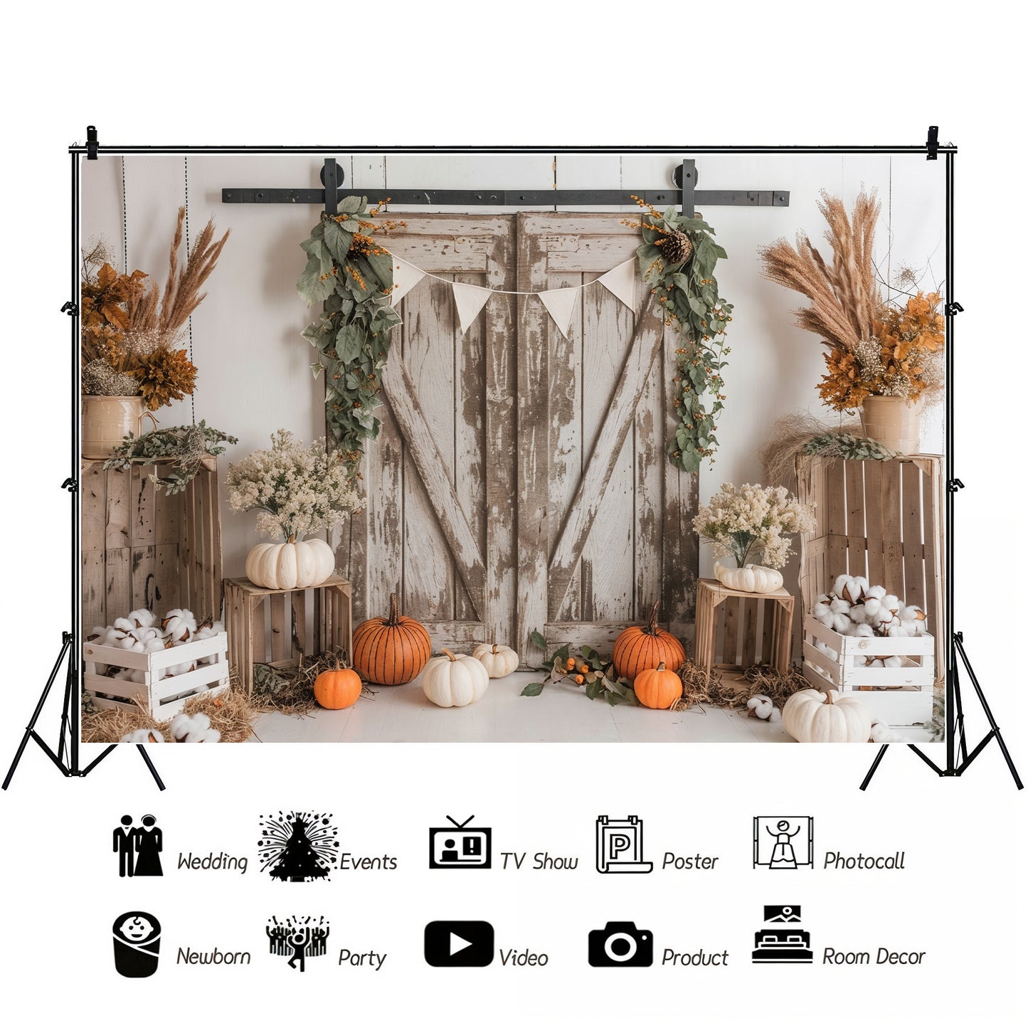 Neutral Rustic Barn Door Decor Backdrop