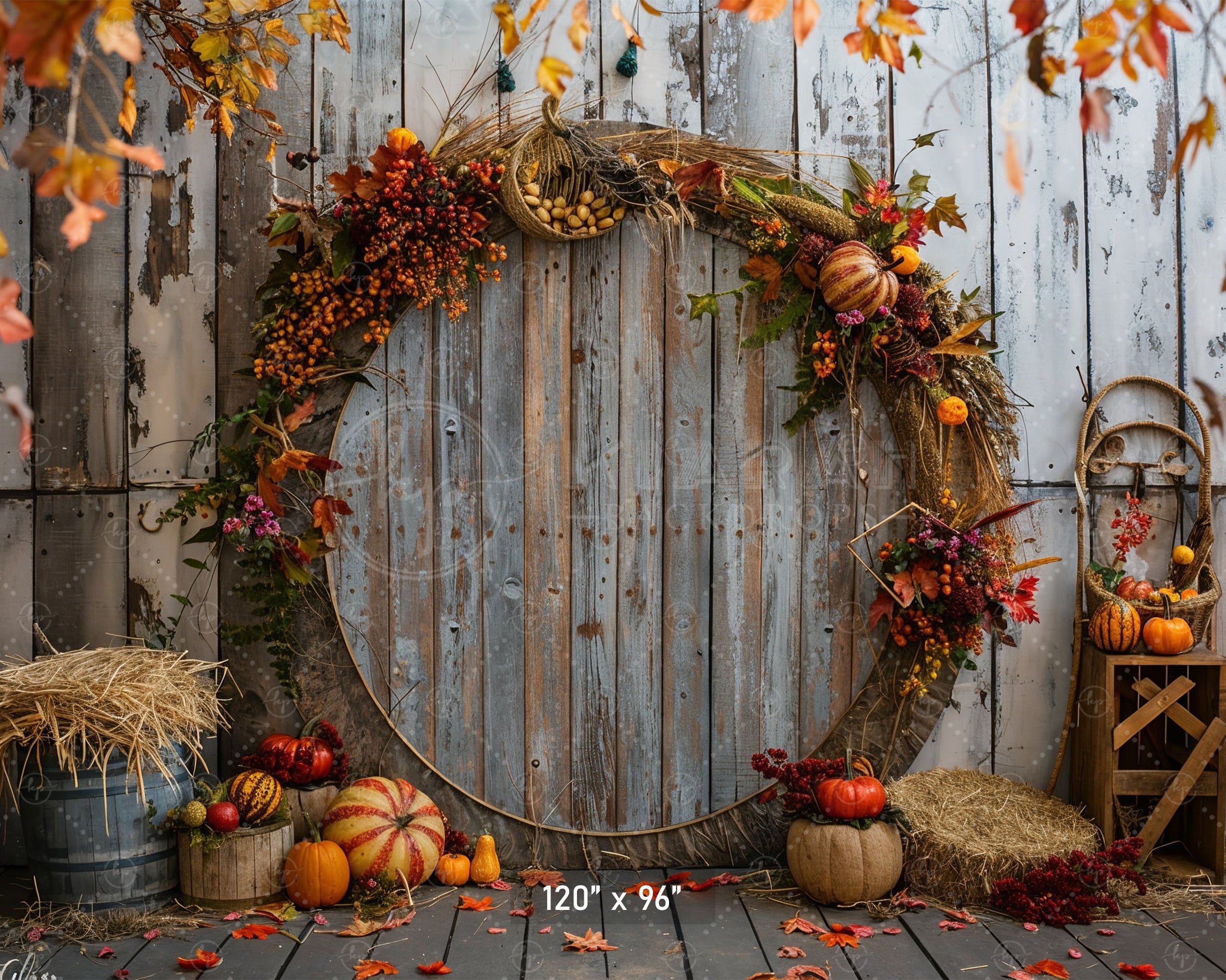 Fall Harvest Wreath Rustic Backdrop