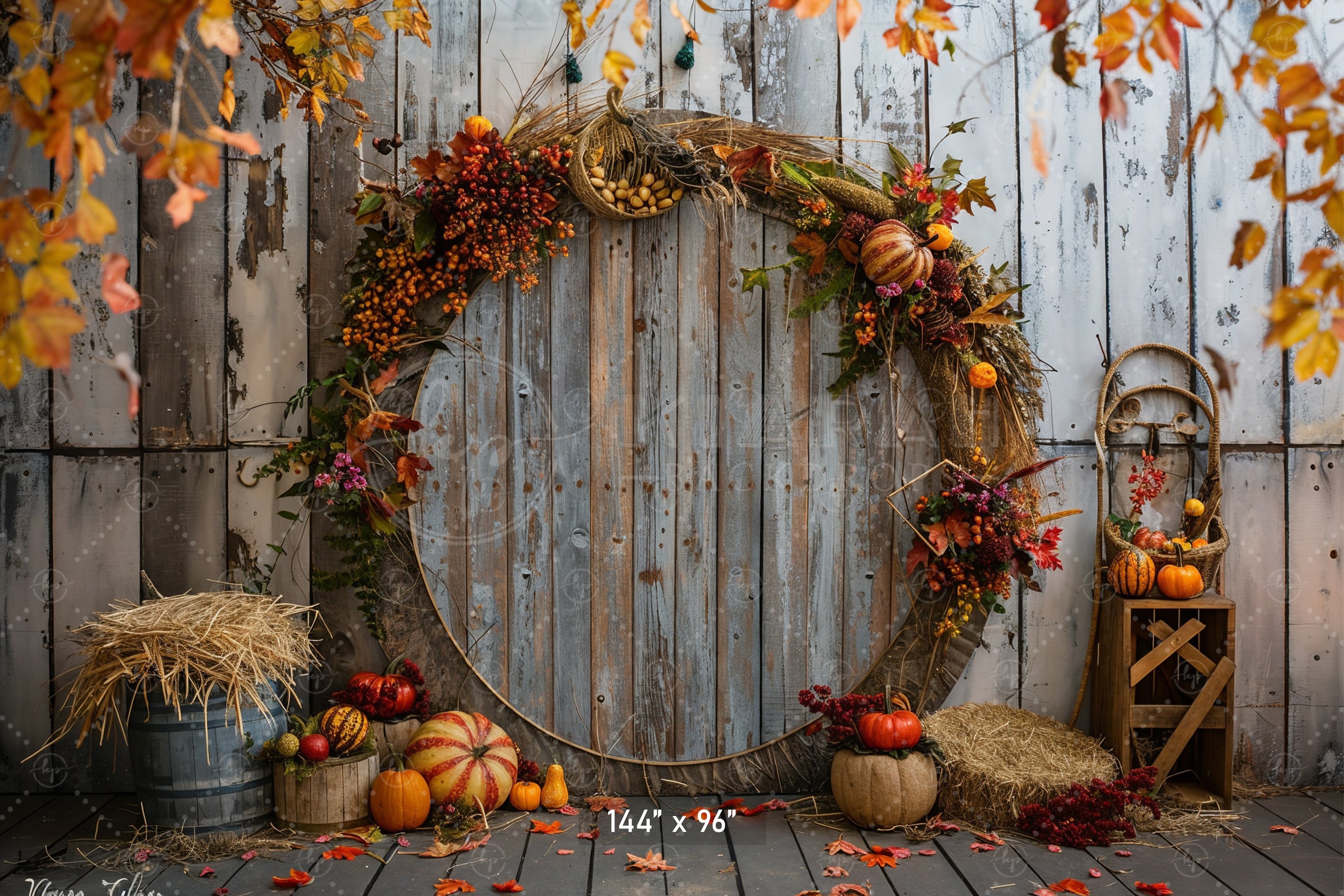Fall Harvest Wreath Rustic Backdrop