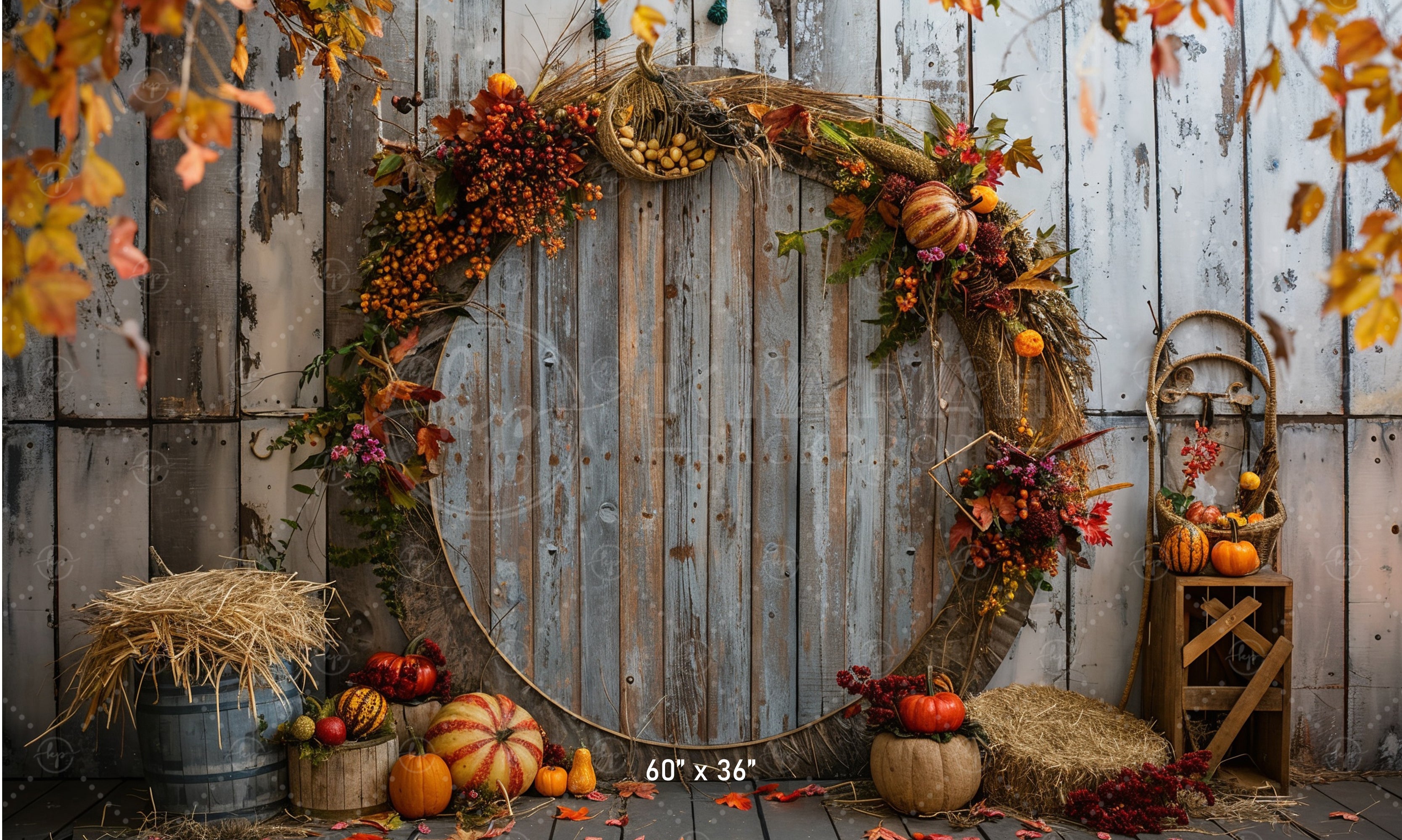Fall Harvest Wreath Rustic Backdrop