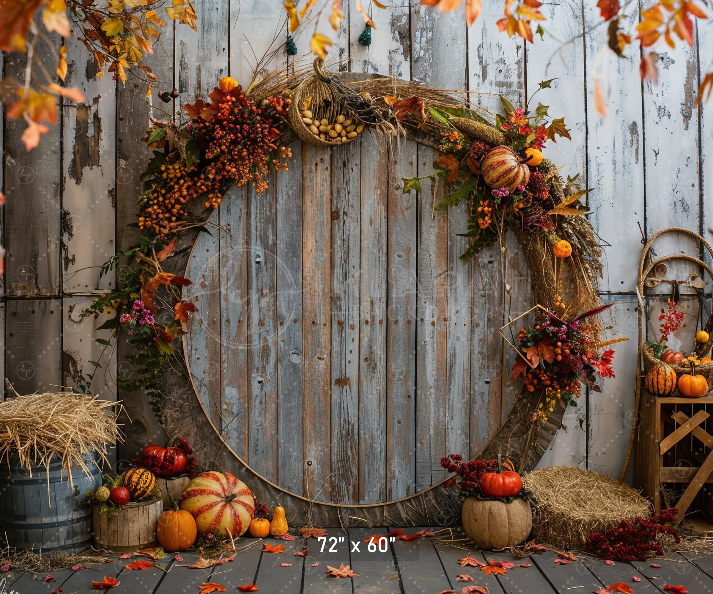 Fall Harvest Wreath Rustic Backdrop