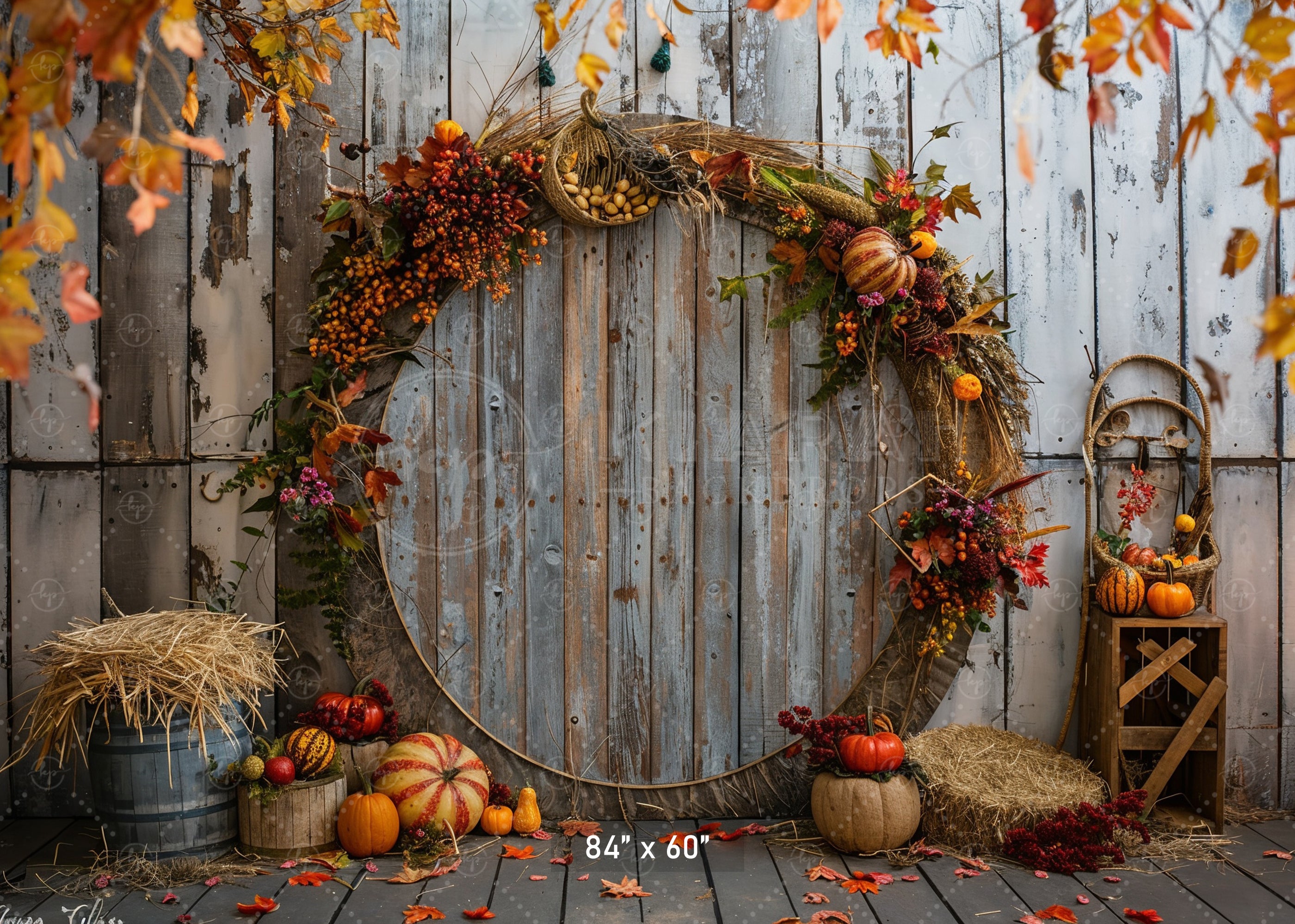 Fall Harvest Wreath Rustic Backdrop