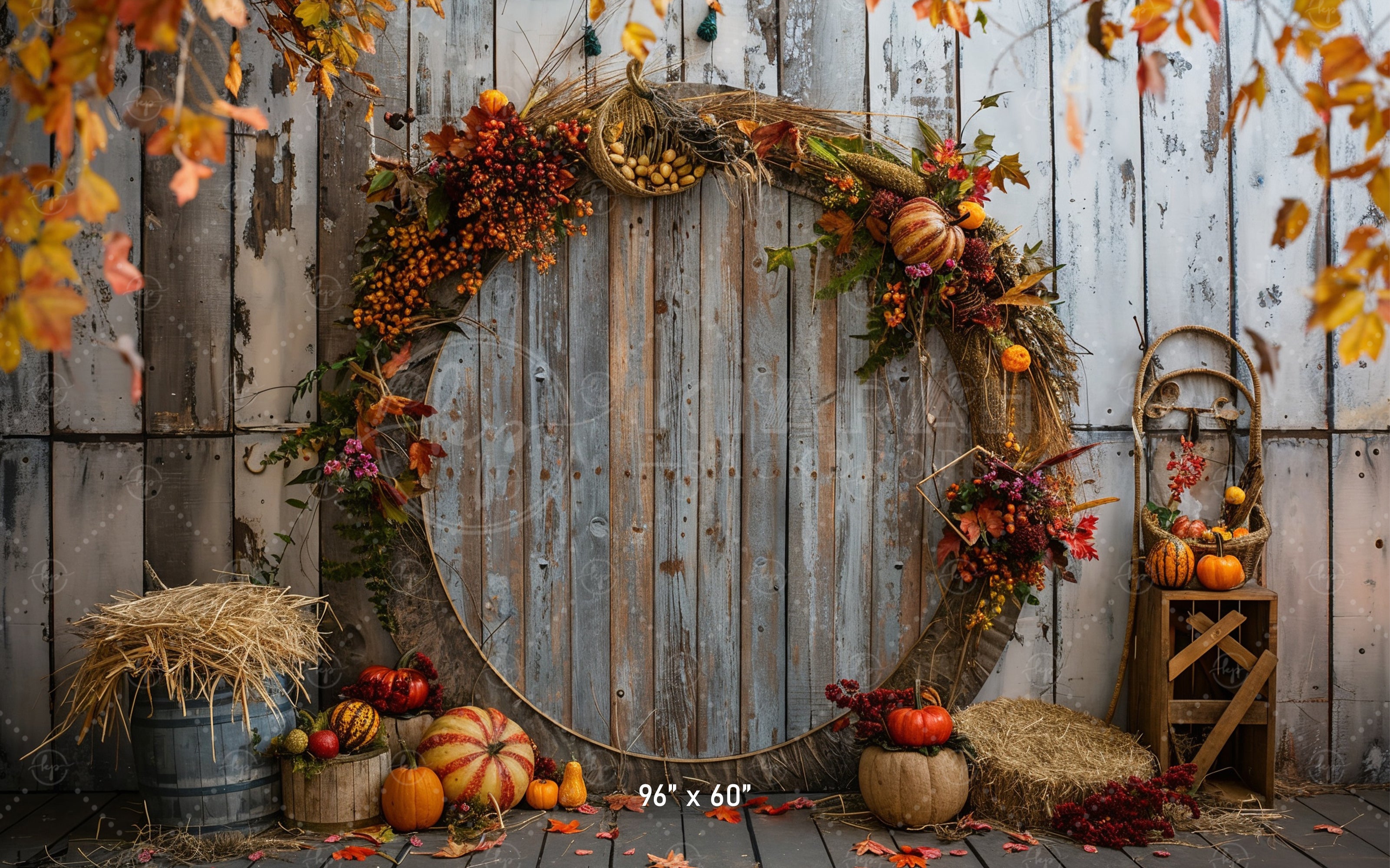 Fall Harvest Wreath Rustic Backdrop