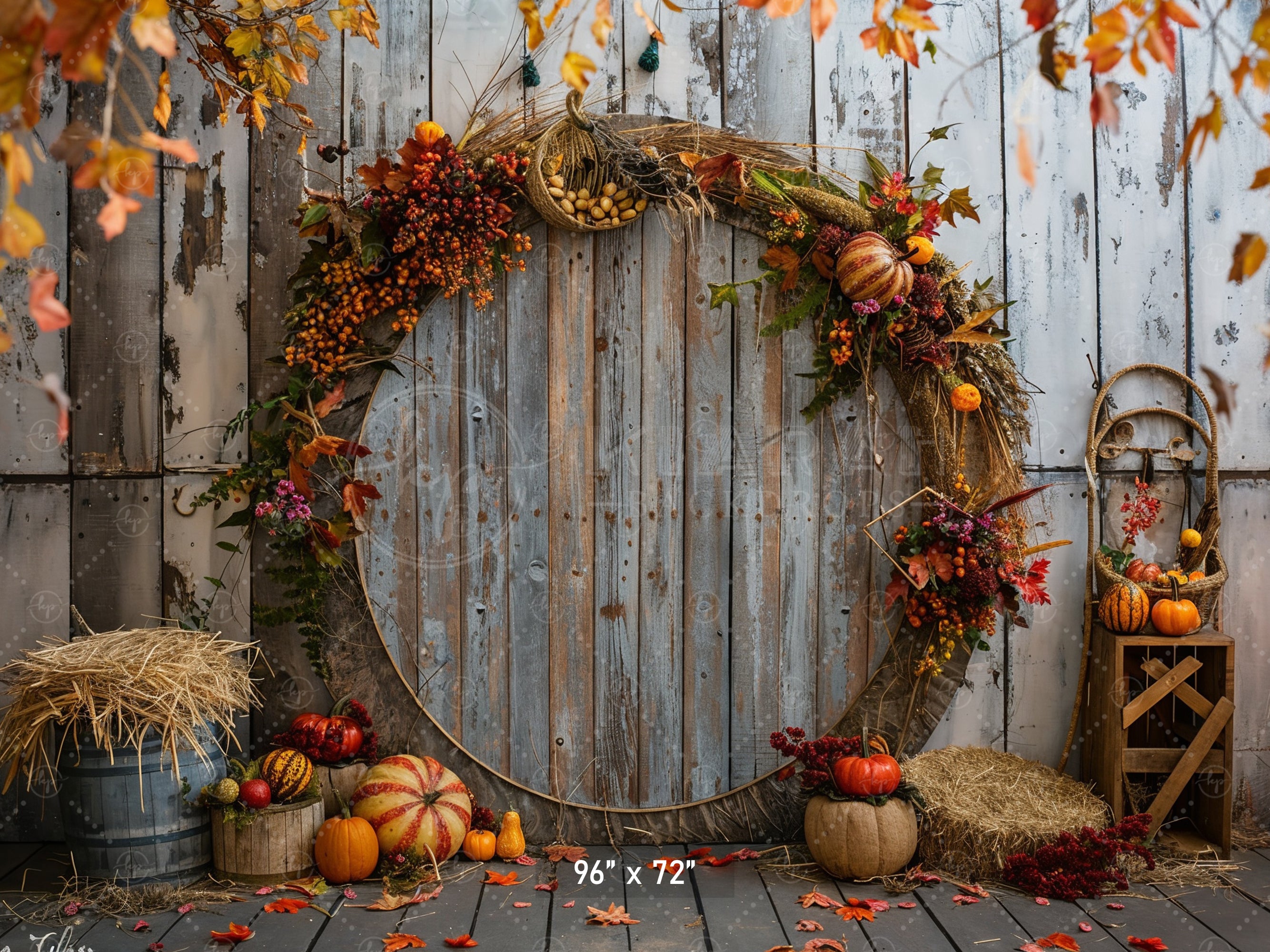 Fall Harvest Wreath Rustic Backdrop