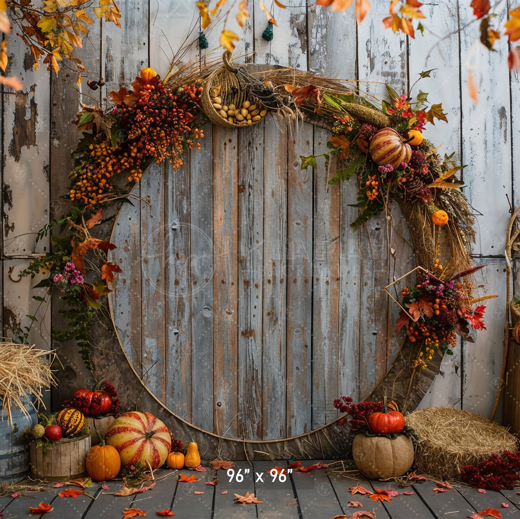 Fall Harvest Wreath Rustic Backdrop