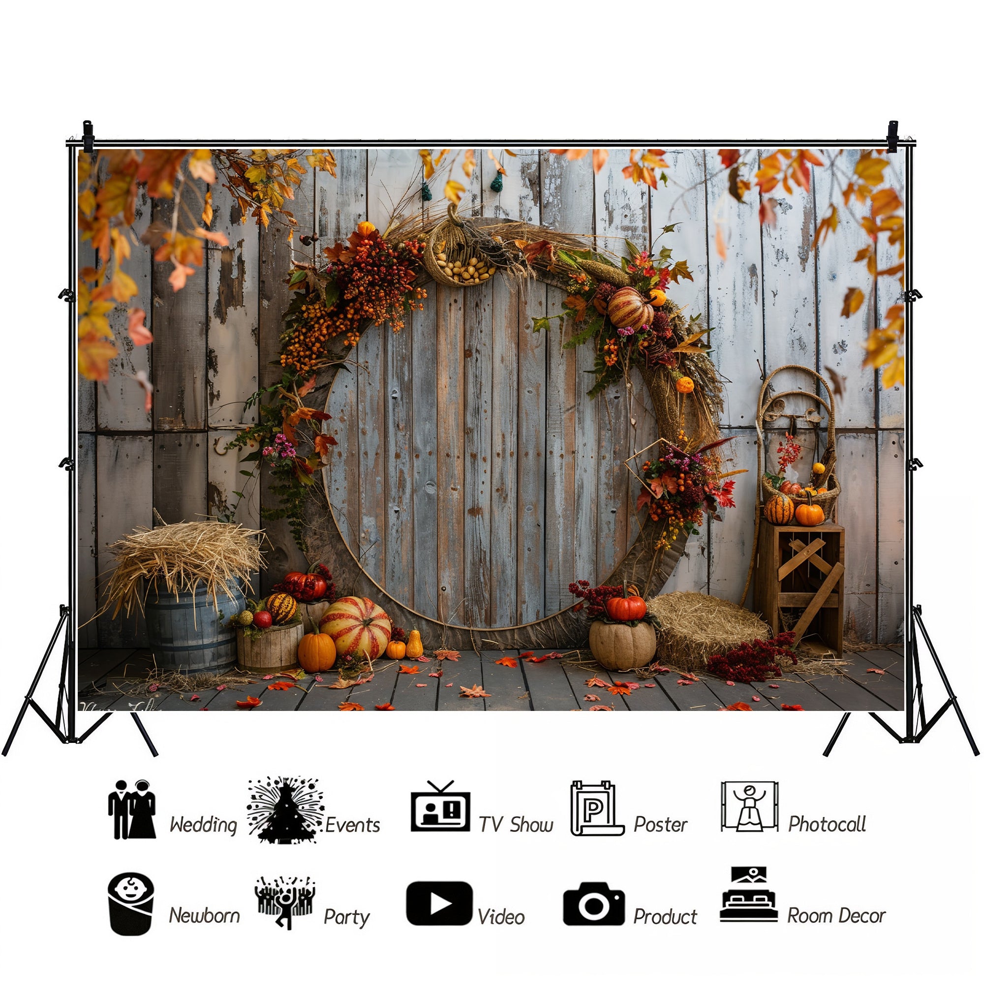 Fall Harvest Wreath Rustic Backdrop